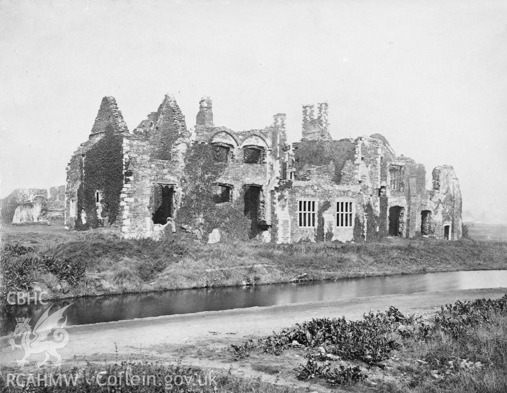 Black and white acetate negative showing view of  Neath Abbey.