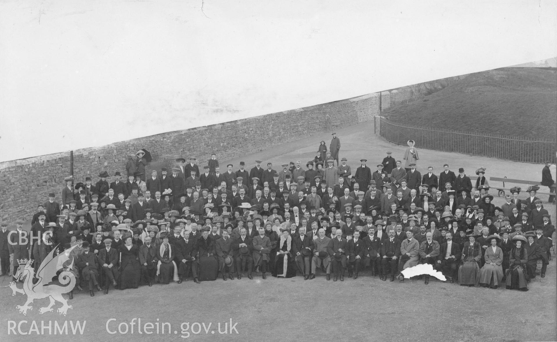 'NUT Conference Group at Aberystwyth 1911'   Digitised from a photograph album showing views of Aberystwyth and District, produced by David John Saer, school teacher of Aberystwyth. Loaned for copying by Dr Alan Chamberlain.