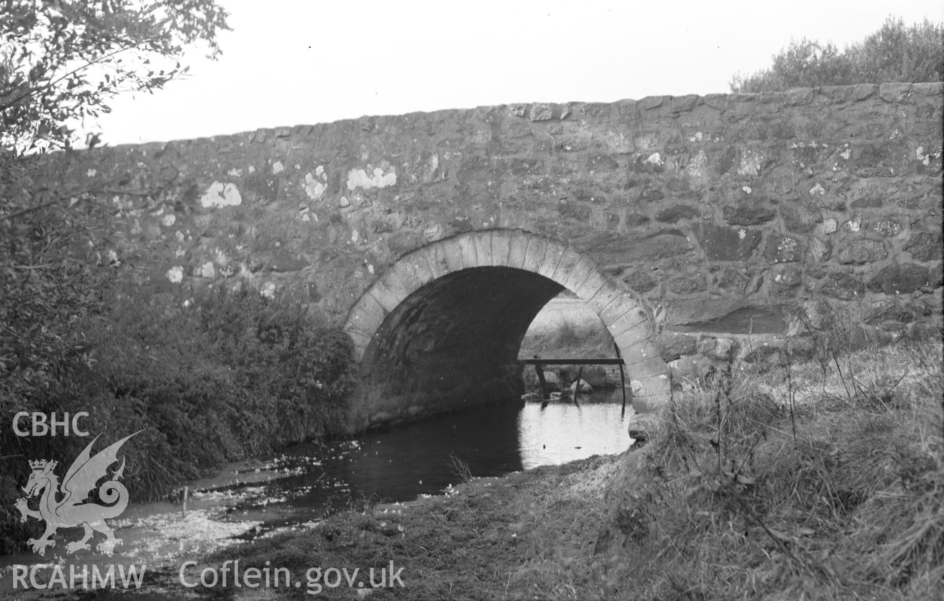 Black and white nitrate negative showing Pont Pensarn.