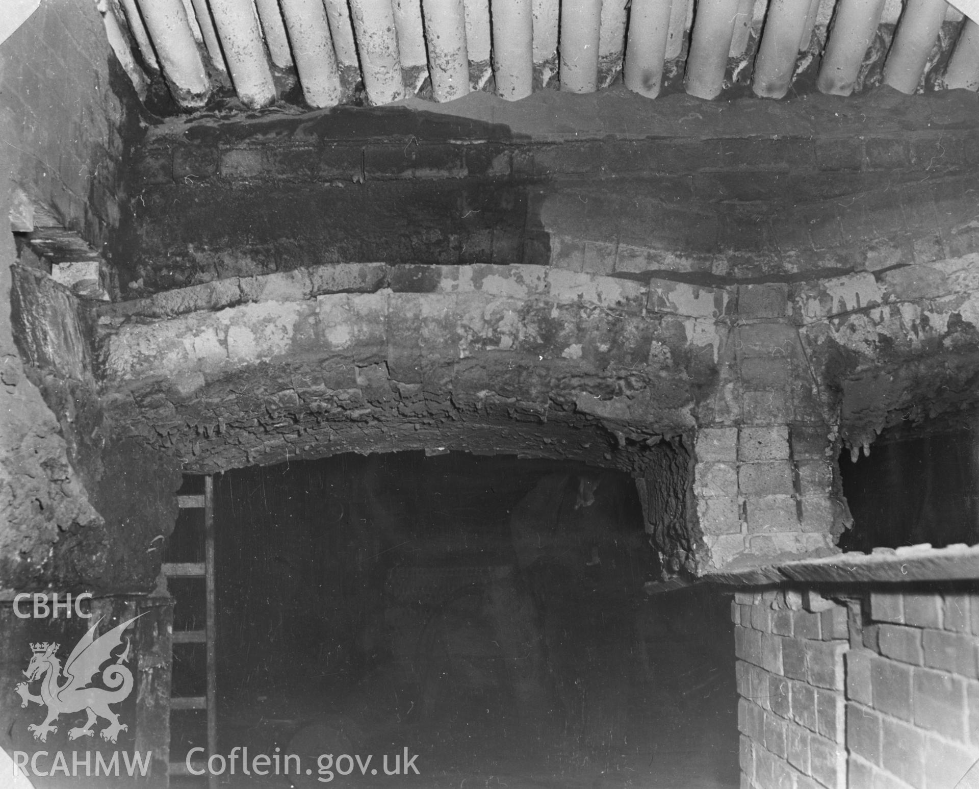 Black and white acetate negative showing interior view of an unidentified building in or near Llanelli.