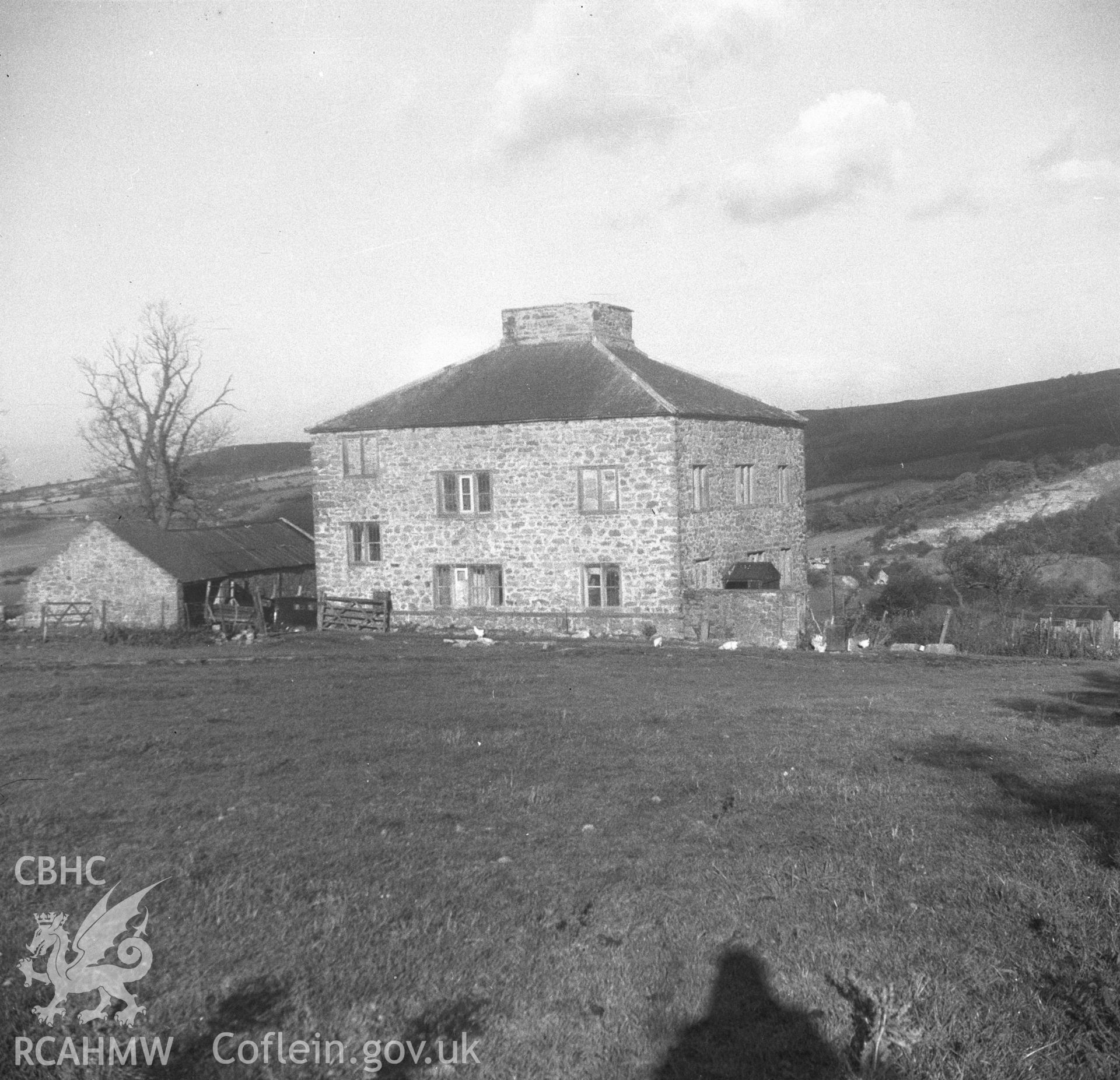 Black and white acetate negative showing exterior view of Trimley Hall, Llanfynydd.