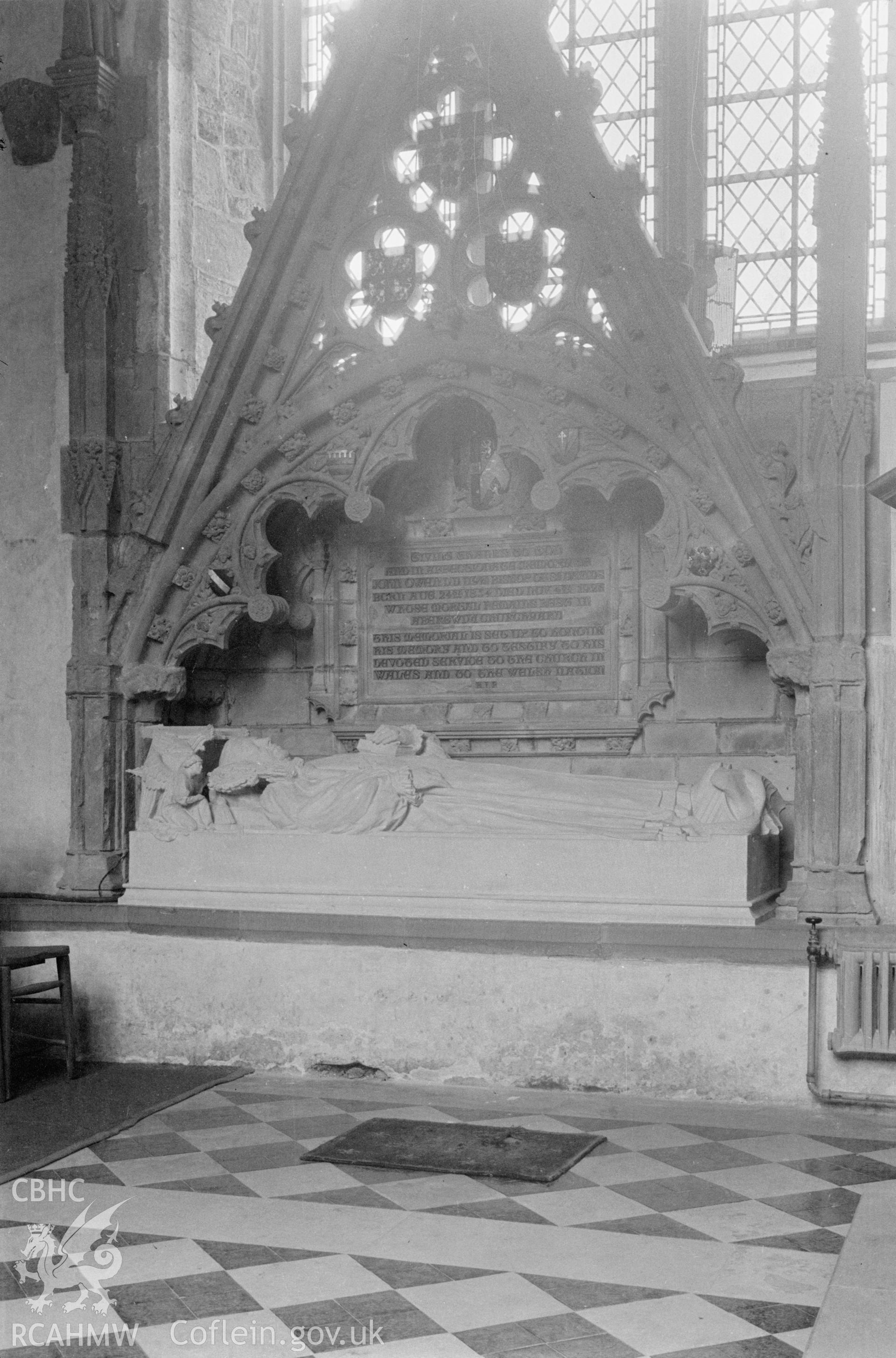 Black and white nitrate negative showing the Lady Chapel at St David's Cathedral.