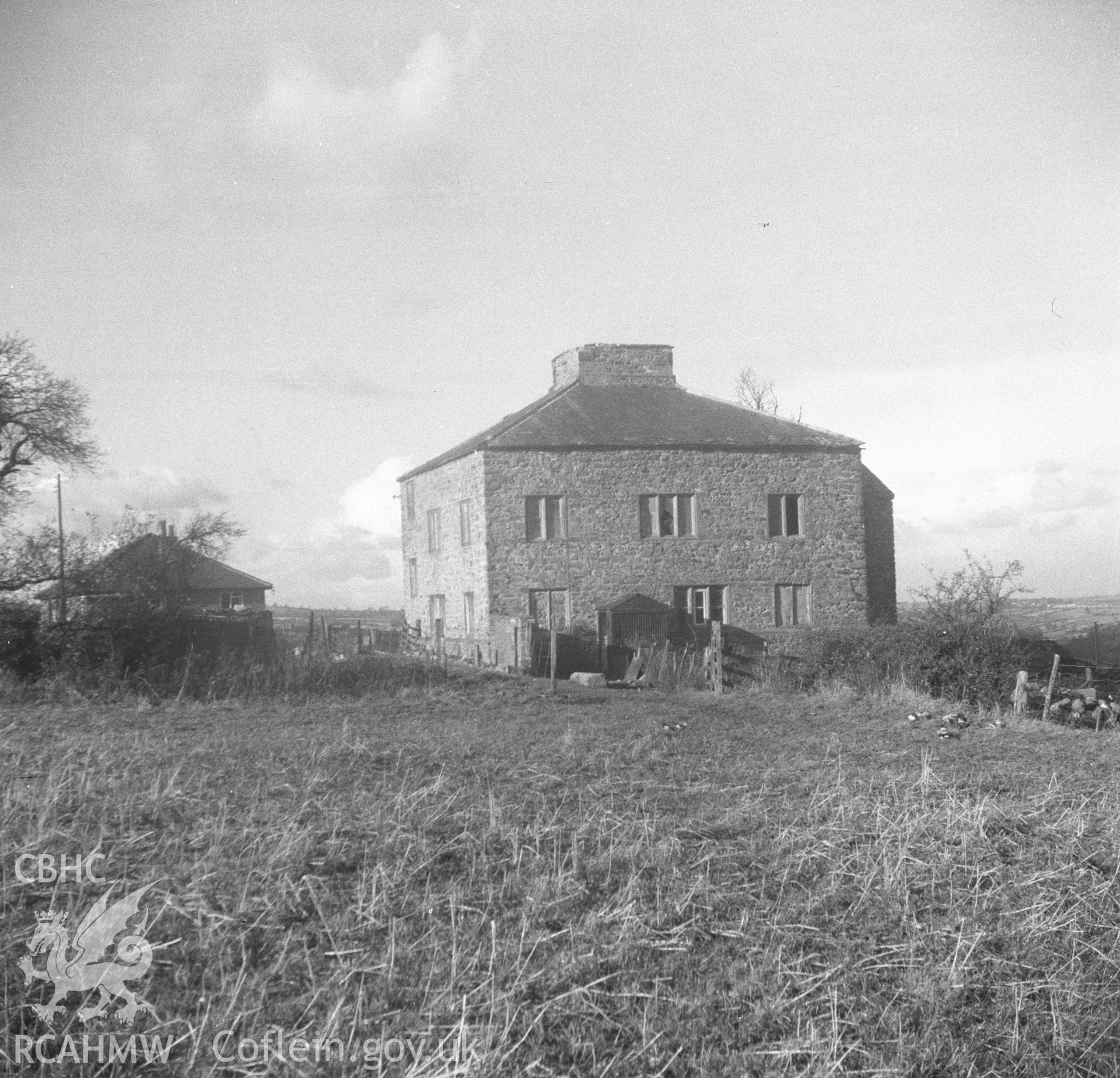Black and white acetate negative showing exterior view of Trimley Hall, Llanfynydd.