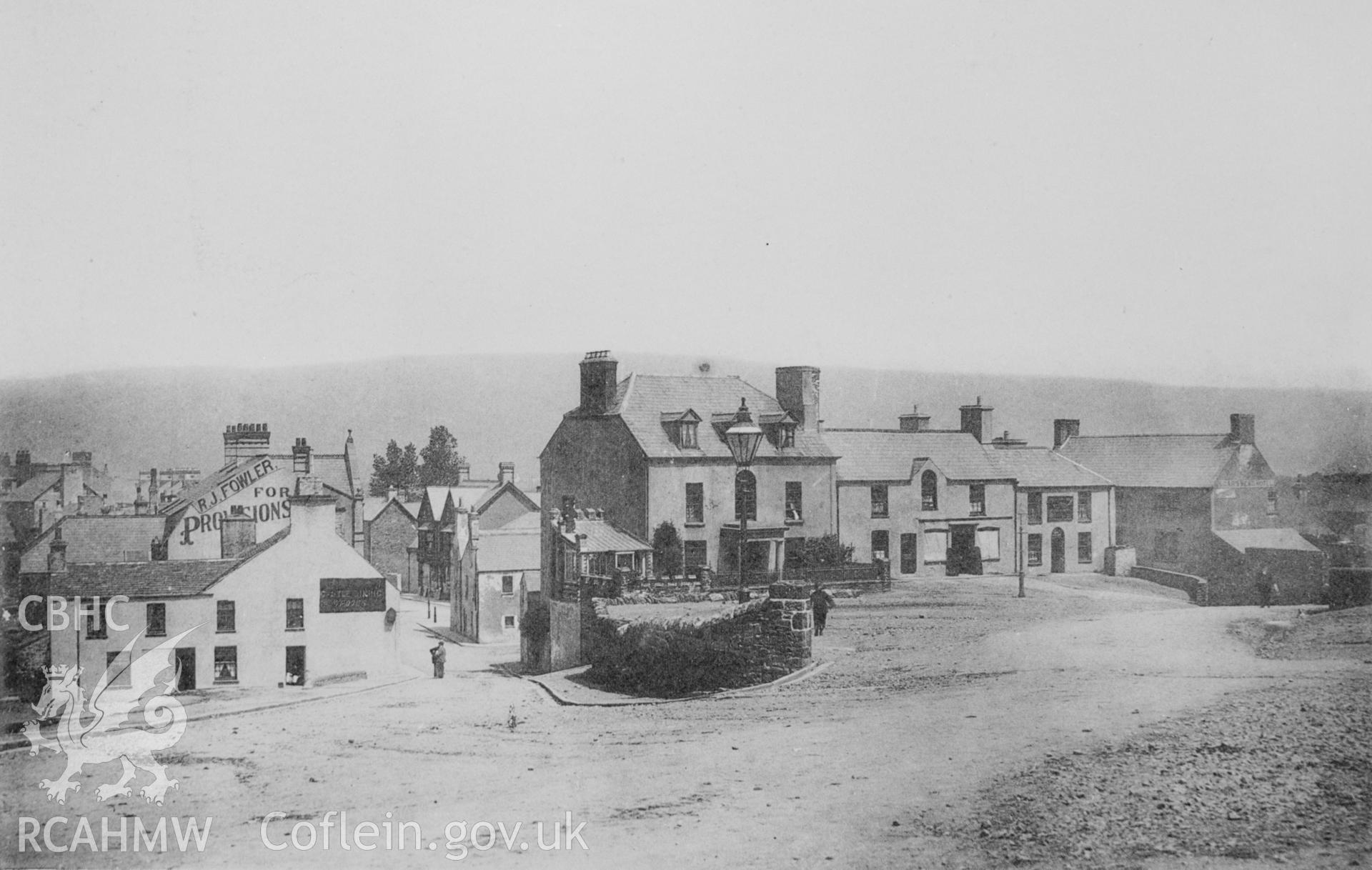 Black and white acetate negative showing the Twyn area of Caerphilly.