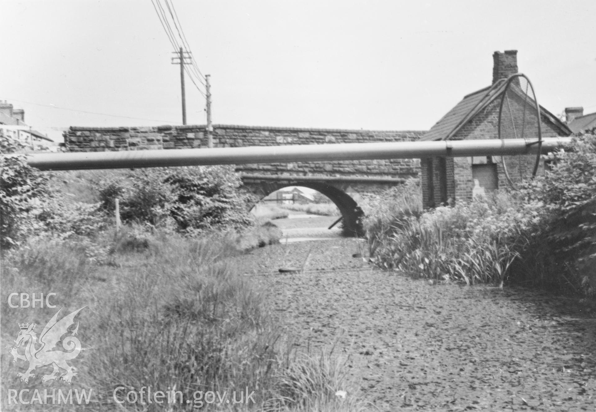 Black and white acetate negative showing view of a bridge at Morriston.