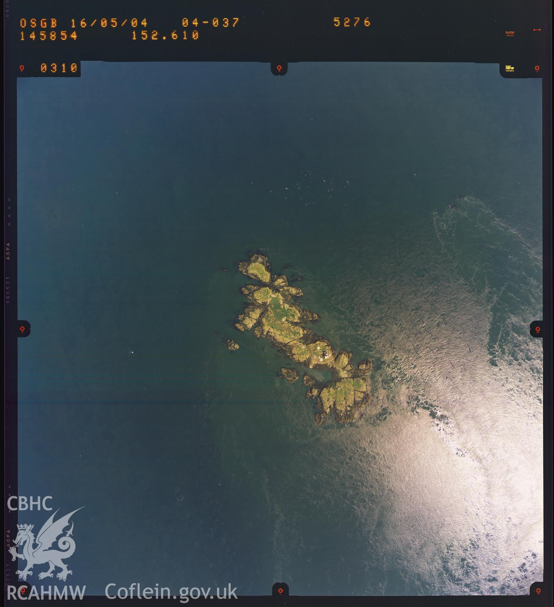 Digitized copy of a colour aerial photograph showing the Skerries, taken by Ordnance Survey, 2004.