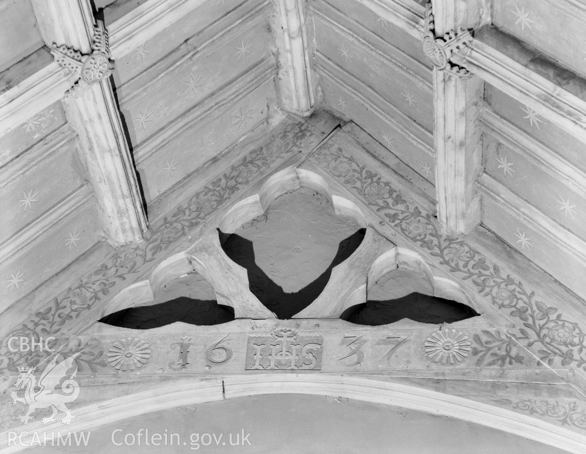 Black and white acetate negative showing Dyserth Church.