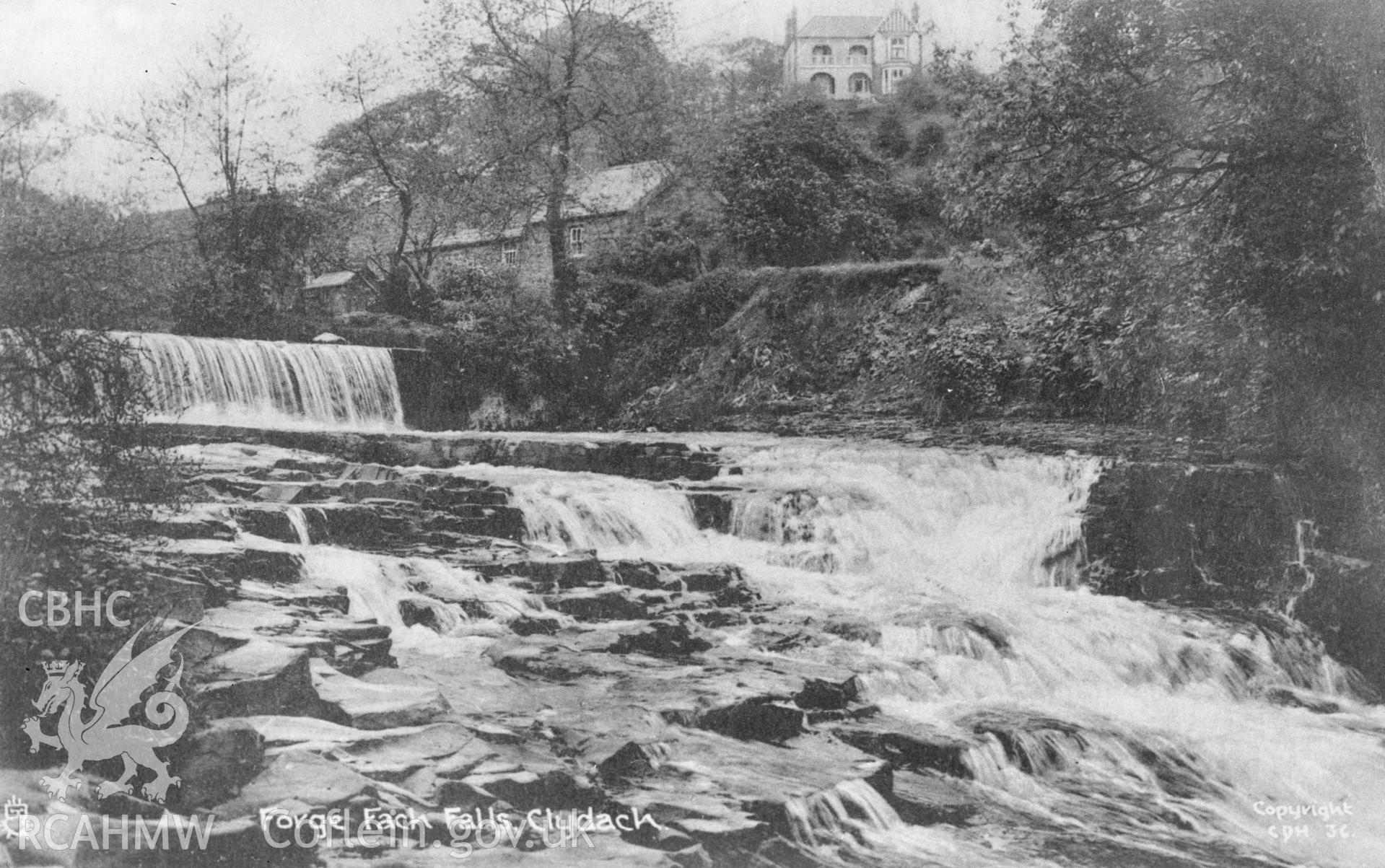 Black and white acetate negative showing Forge Fach Falls, Clydach.