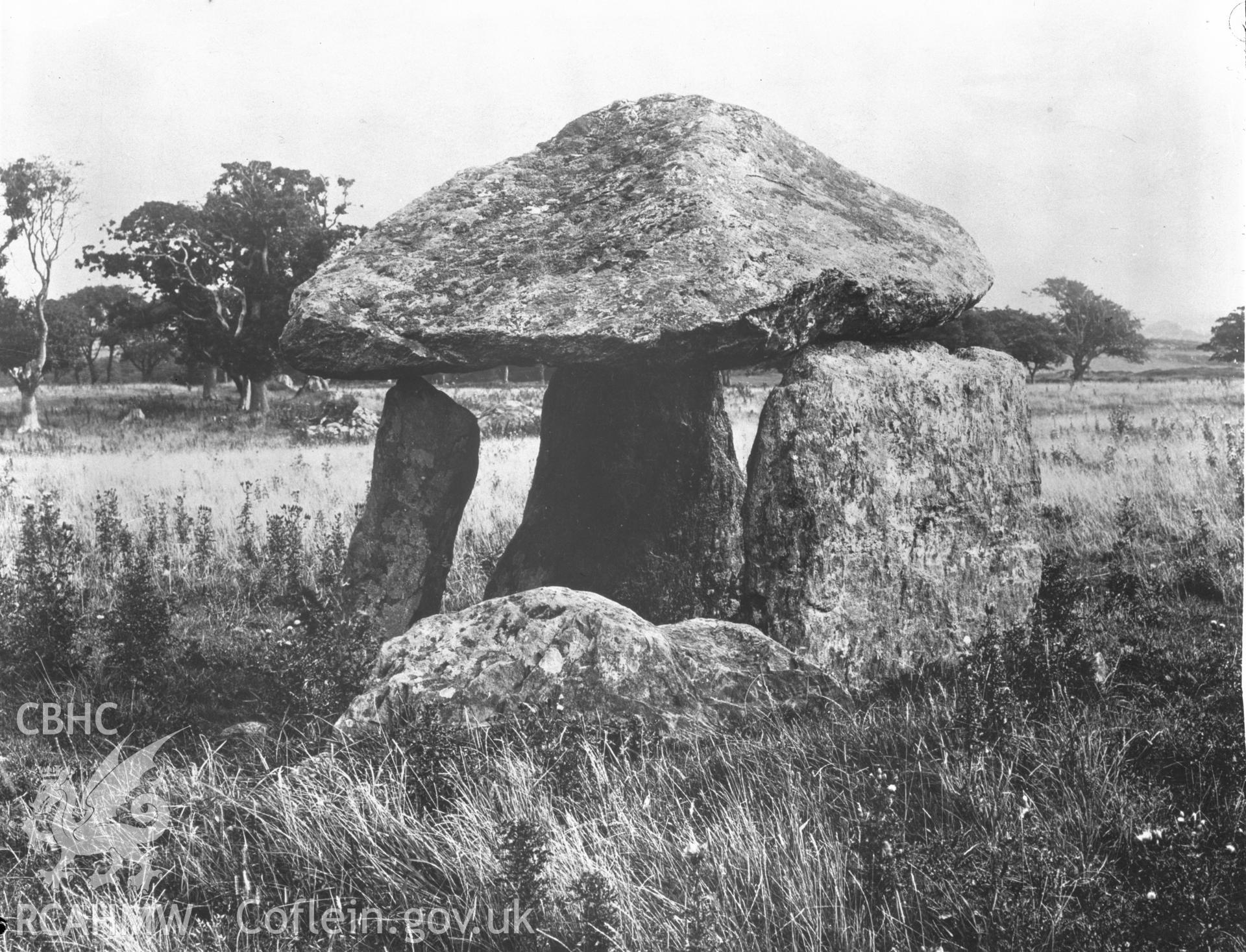 Acetate negative showing Bodowyr Chambered Tomb.