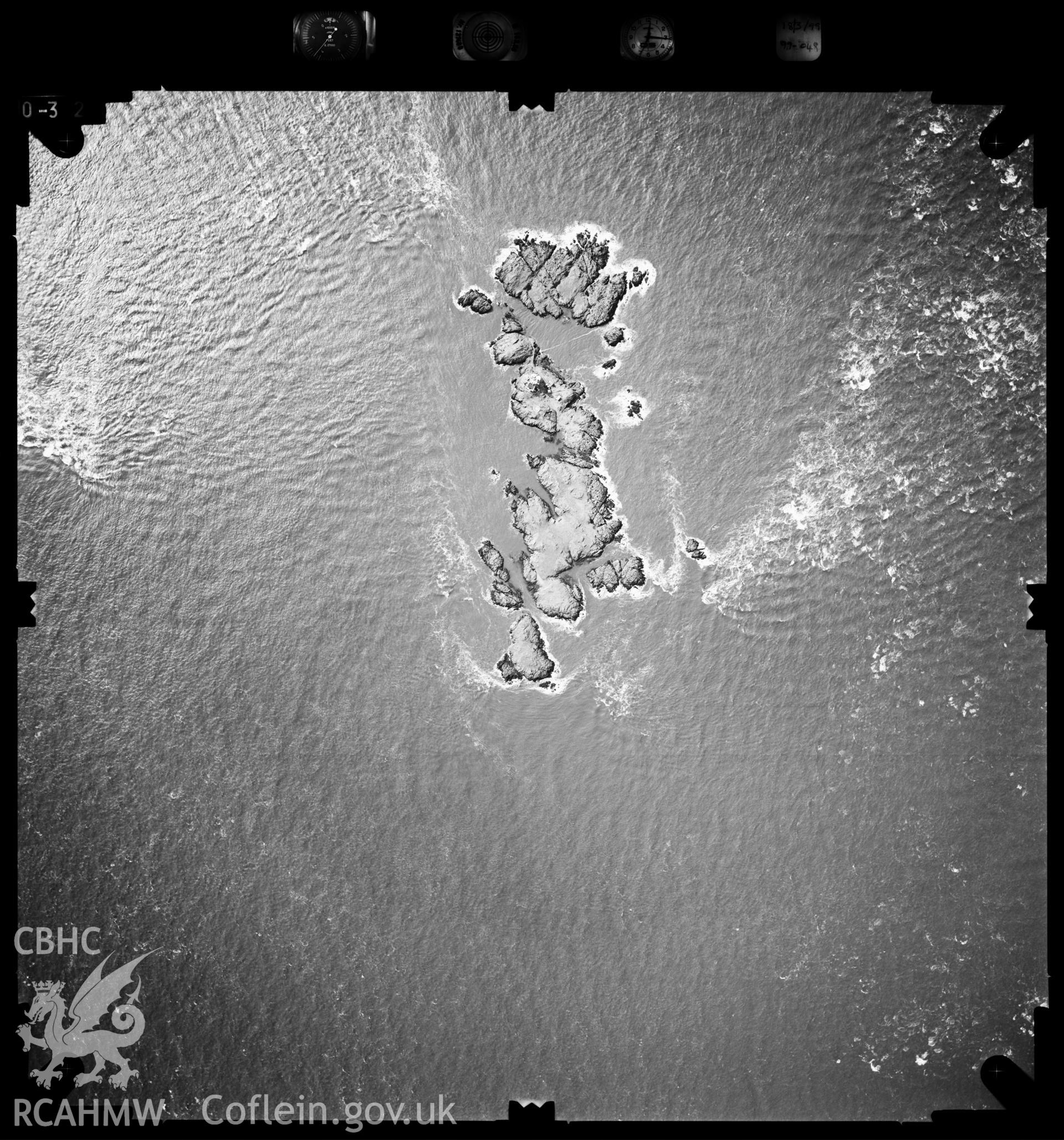 Digitized copy of an aerial photograph showing the Skerries, taken by Ordnance Survey, 1999.