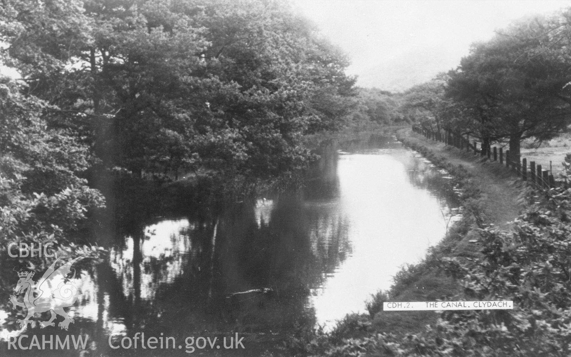 Black and white acetate negative showing canal at Clydach.