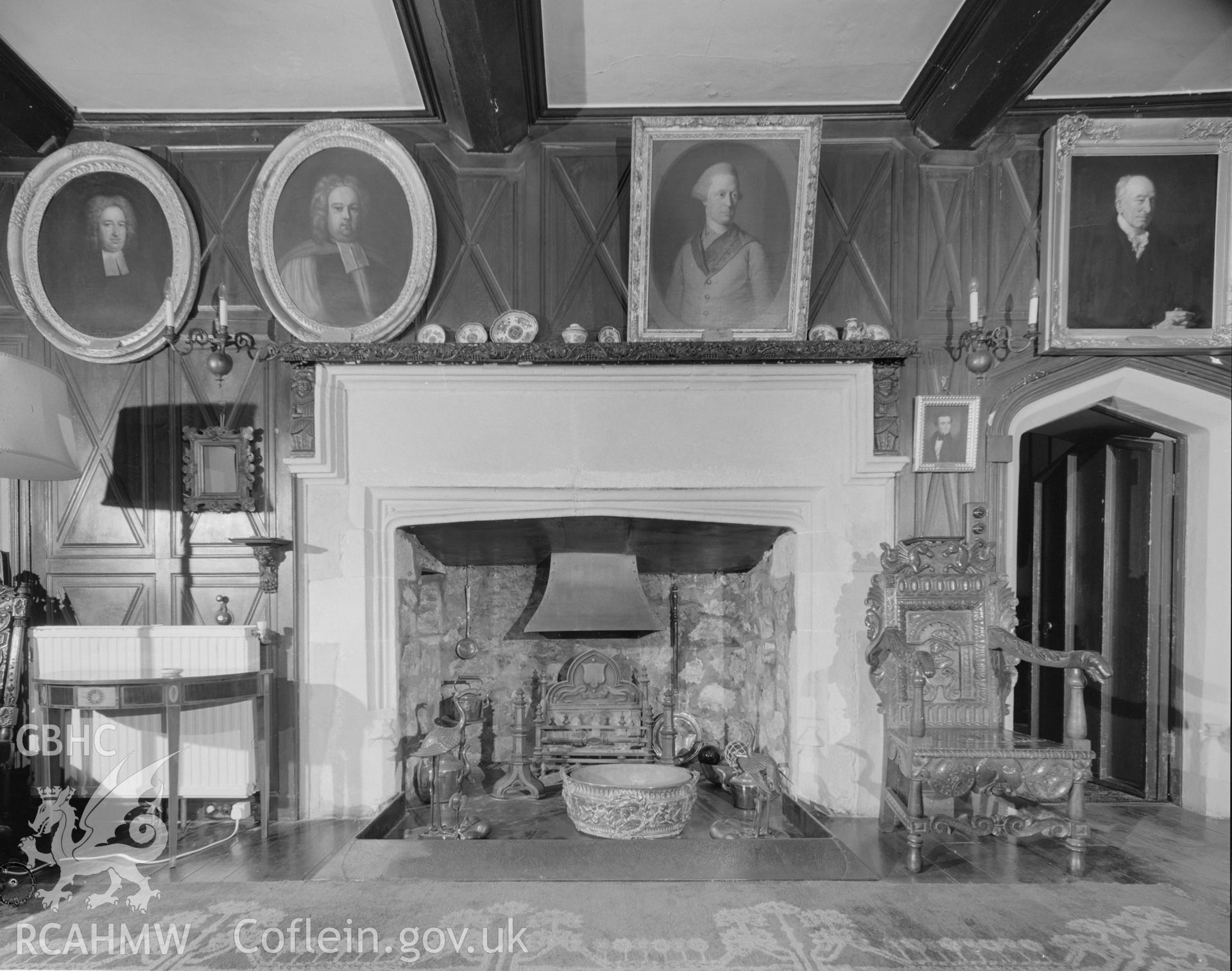 Black and white acetate negative showing an interior view of  Nottage Court.