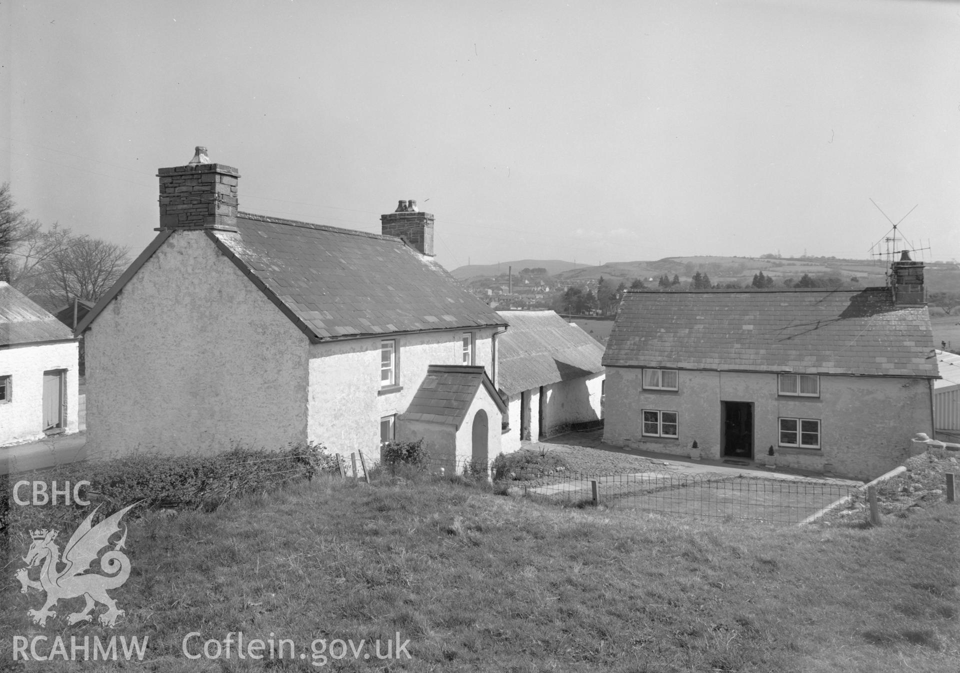Black and white acetate negative showing exterior view of Pentre Pryscedwyn.