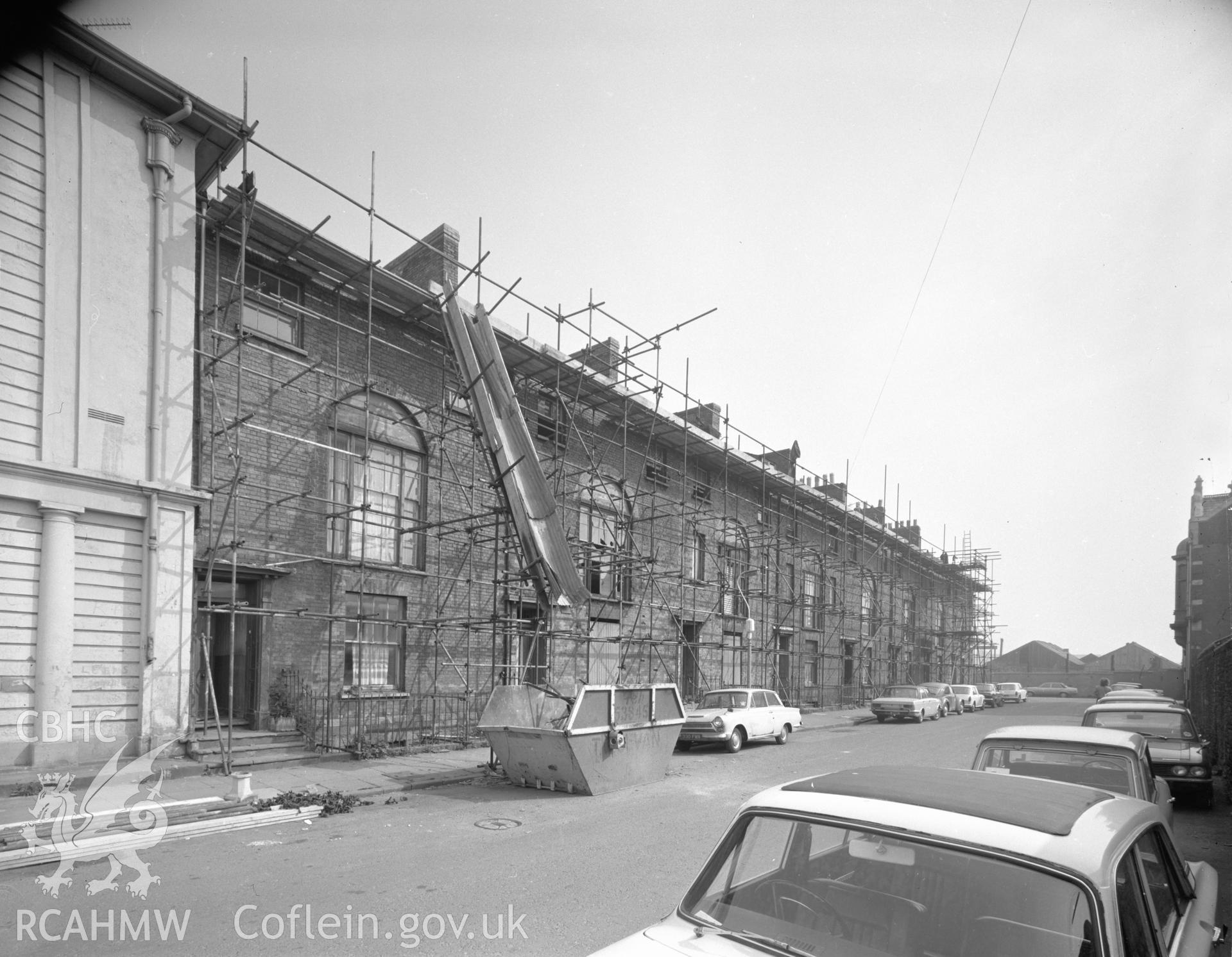 Black and white acetate negative showing exterior view of Cambrian Place, Swansea.