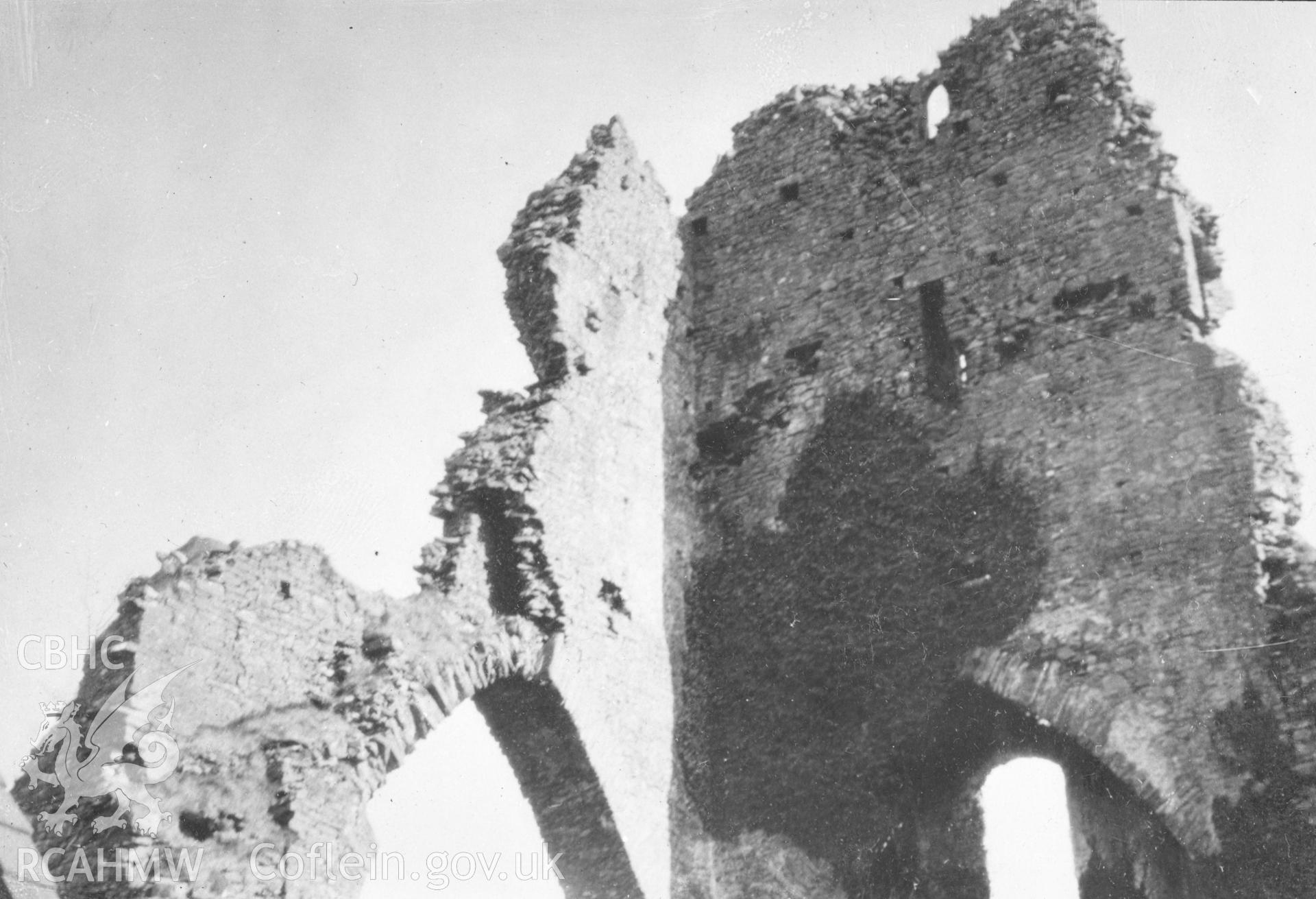 Detail of remains of central tower, Talley Abbey.  Dated 21st February 1931.