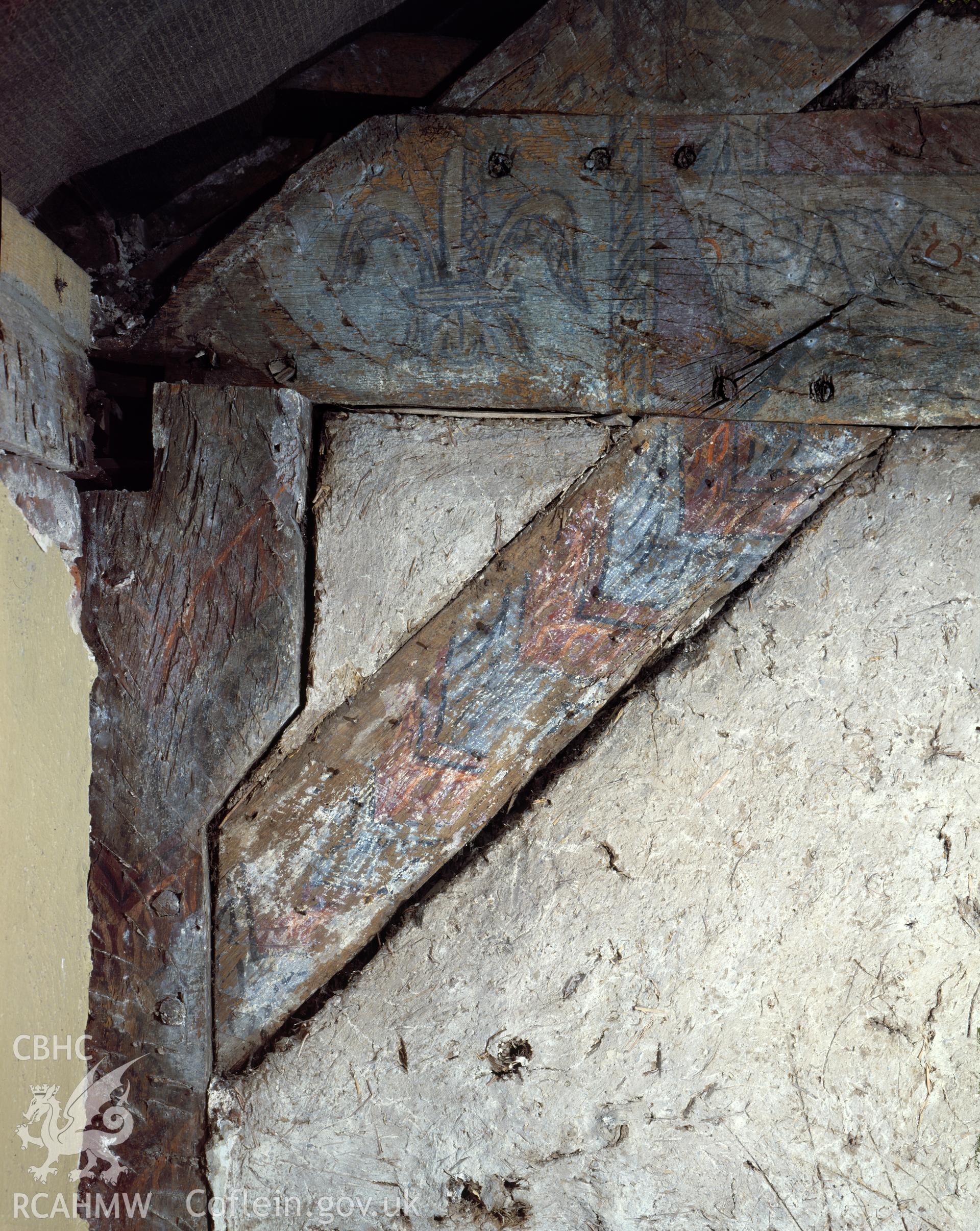 Colour transparency showing wallpaintings at George and Dragon, Beaumaris.