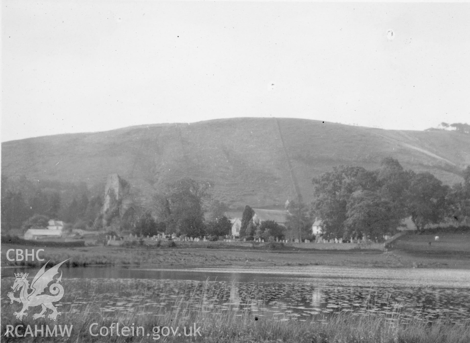 General view of Talley Abbey from across Upper Talley Lake.