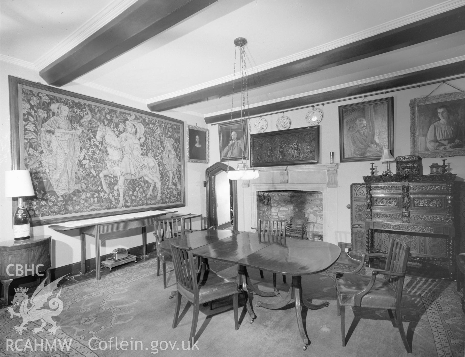 Black and white acetate negative showing an interior view of Nottage Court.