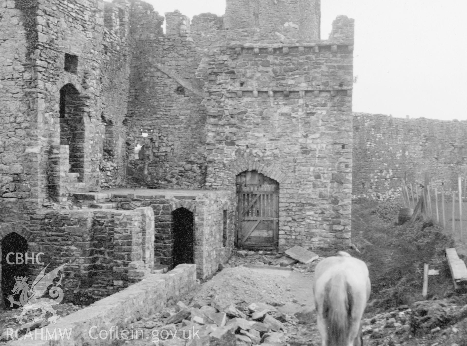View of St Ann's Bastion, Pembroke Castle, from west.  Taken circa 1929.