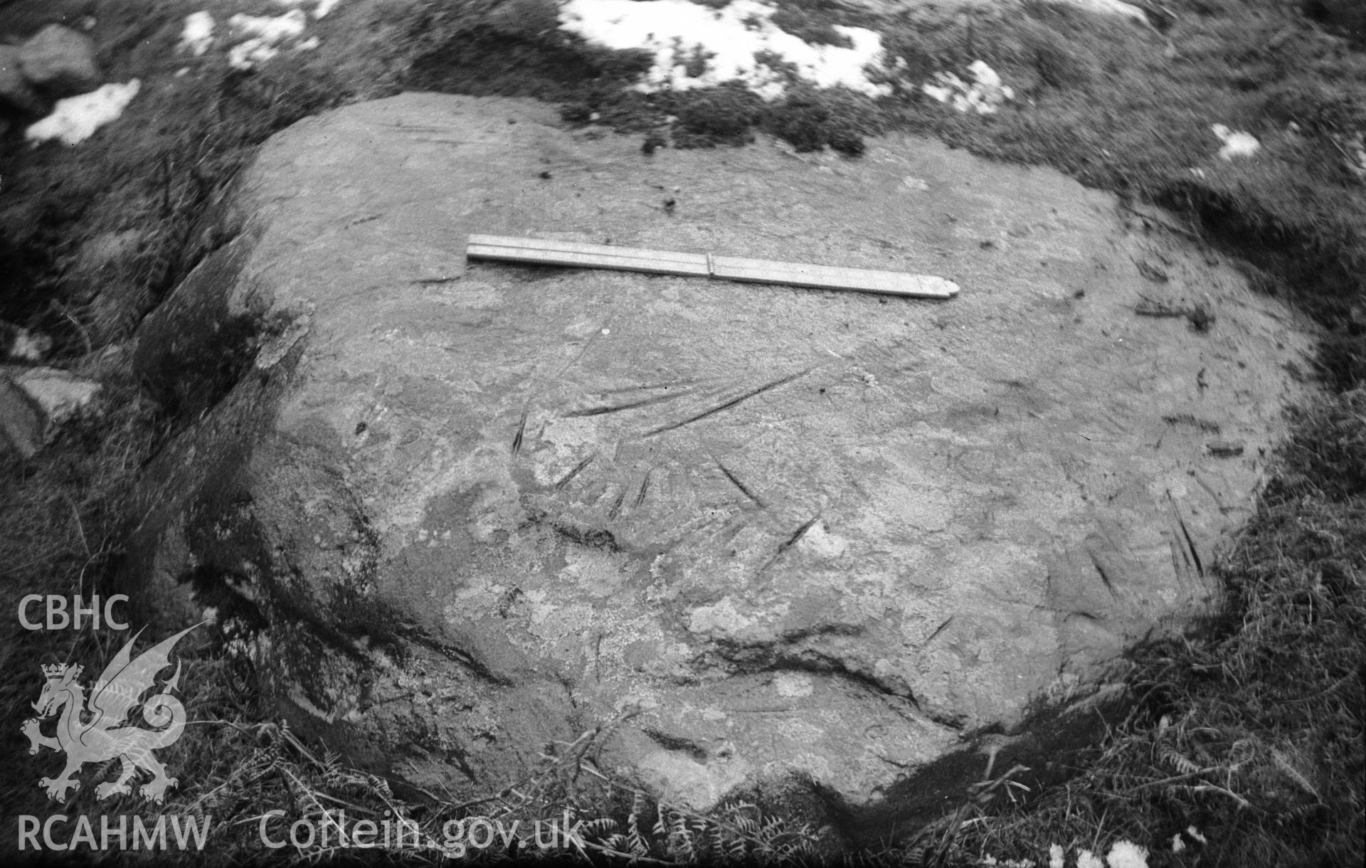 View of arrow stone at Aber taken 09.02.1950.