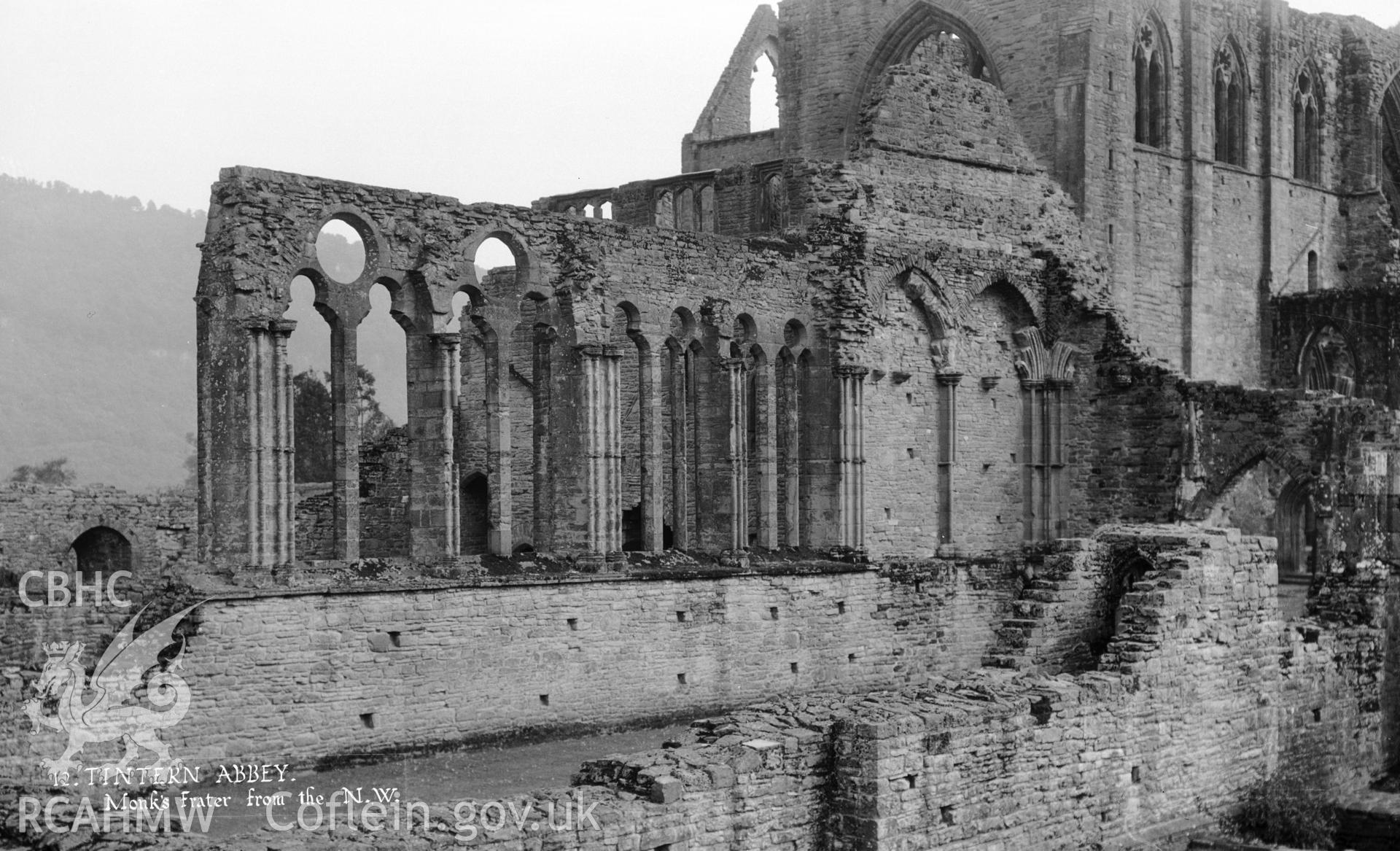 D.O.E. black and white negative of Tintern Abbey: Nave looking West.