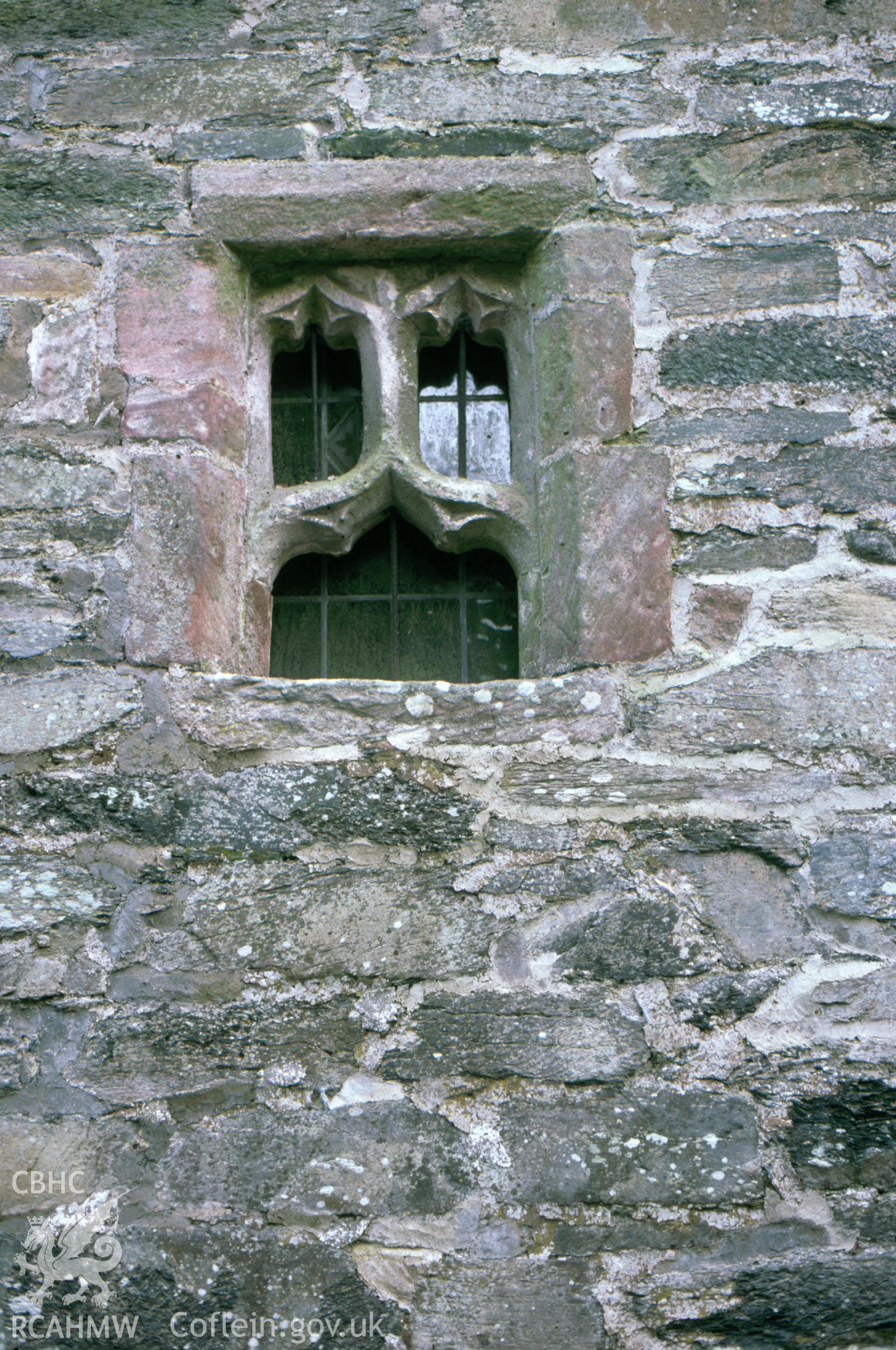Colour slide of Gwydir Castle, showing detail of window.