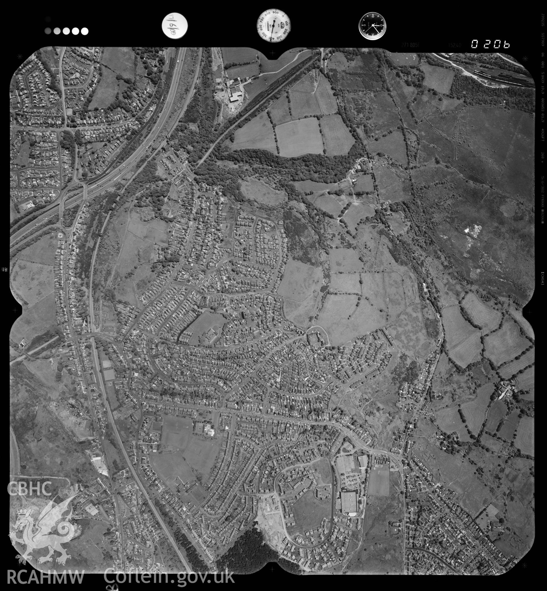 Digitized copy of an aerial photograph showing the Trallwn area of Swansea, taken by Ordnance Survey, 2000.