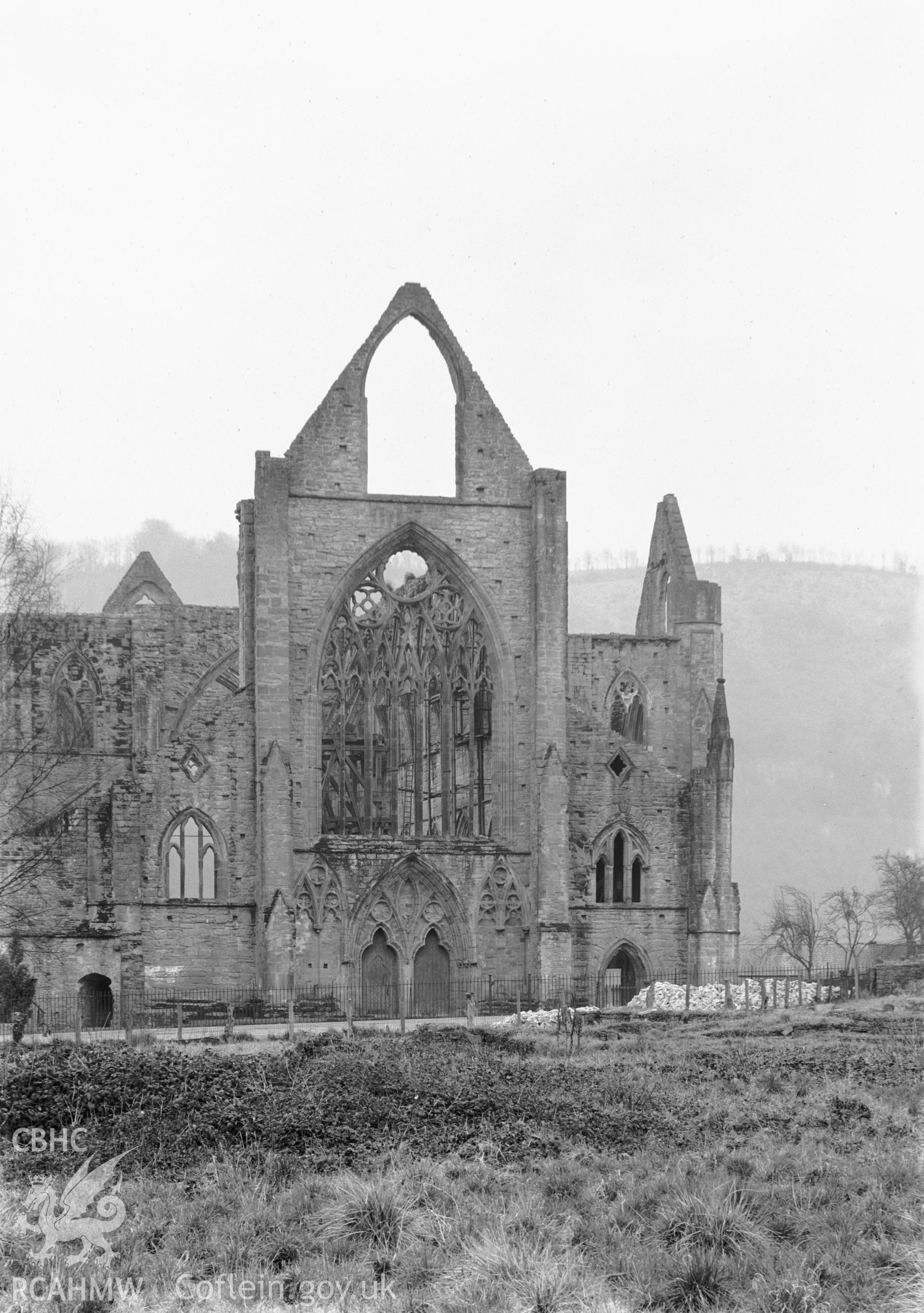 View of the west front of Tintern Abbey.