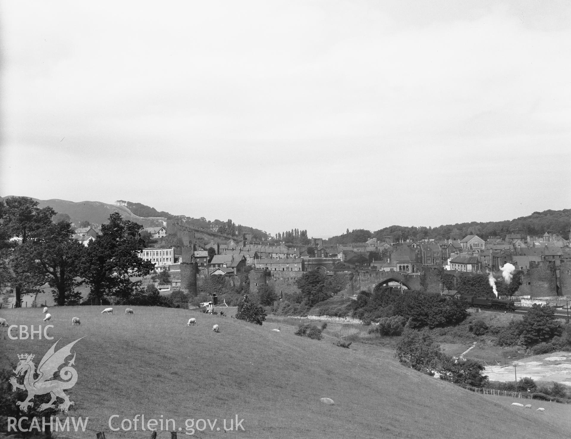 Landscape view of Conwy town .