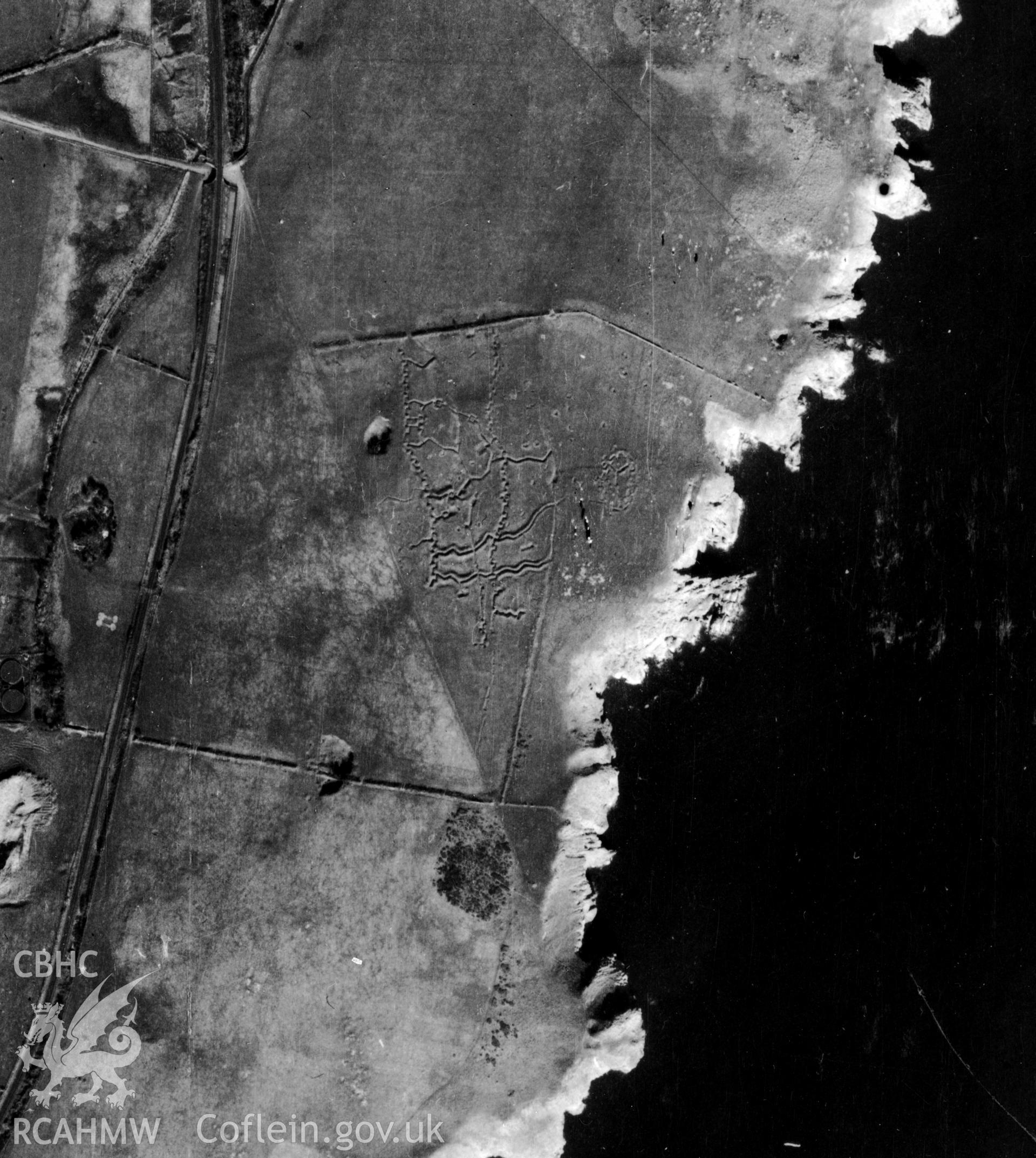 Enlarged section of 106G/UK/1425/4489 taken by the RAF on 15/04/1946, showing practice trenches at Penally.