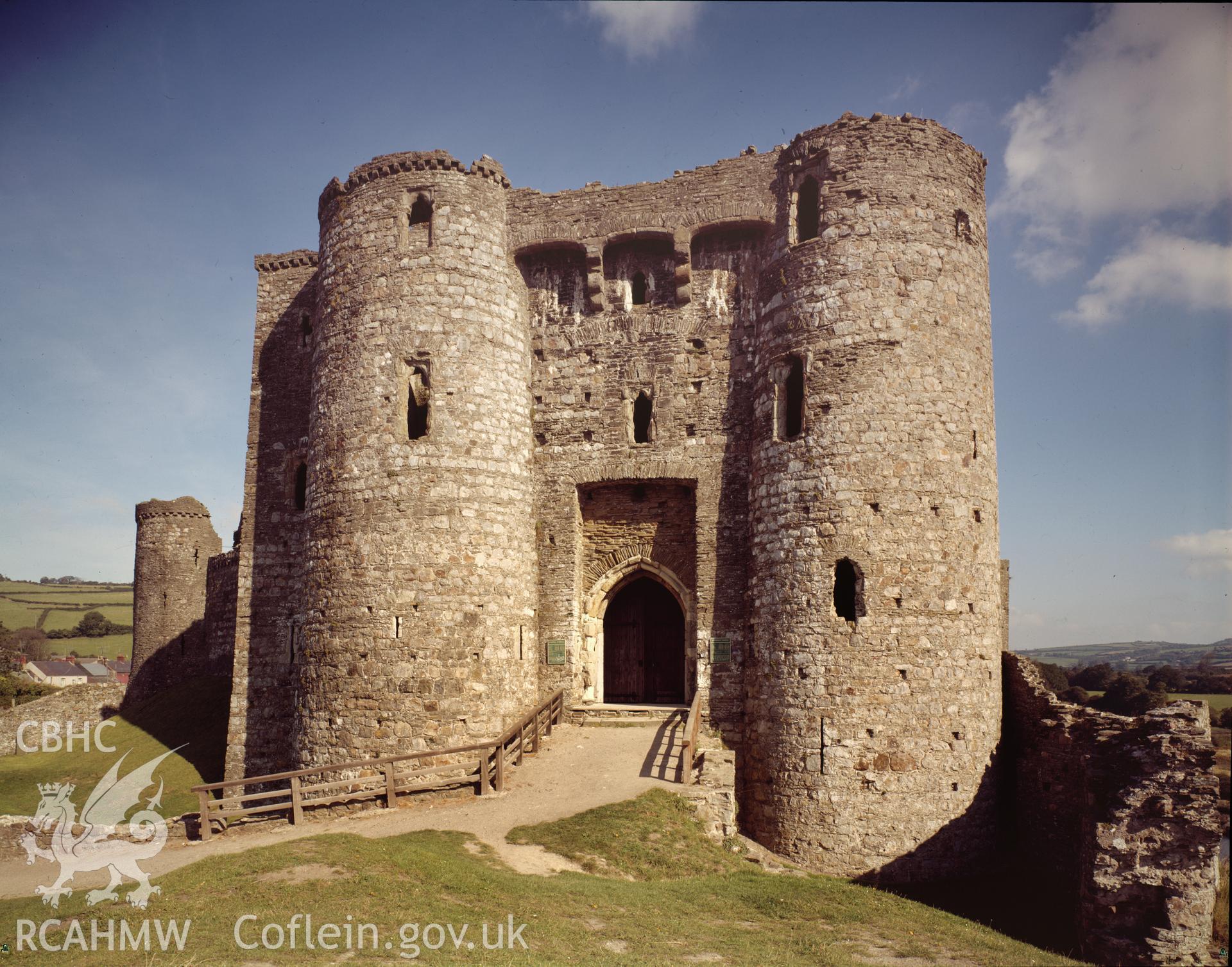 Colour view of Kidwelly Castle.