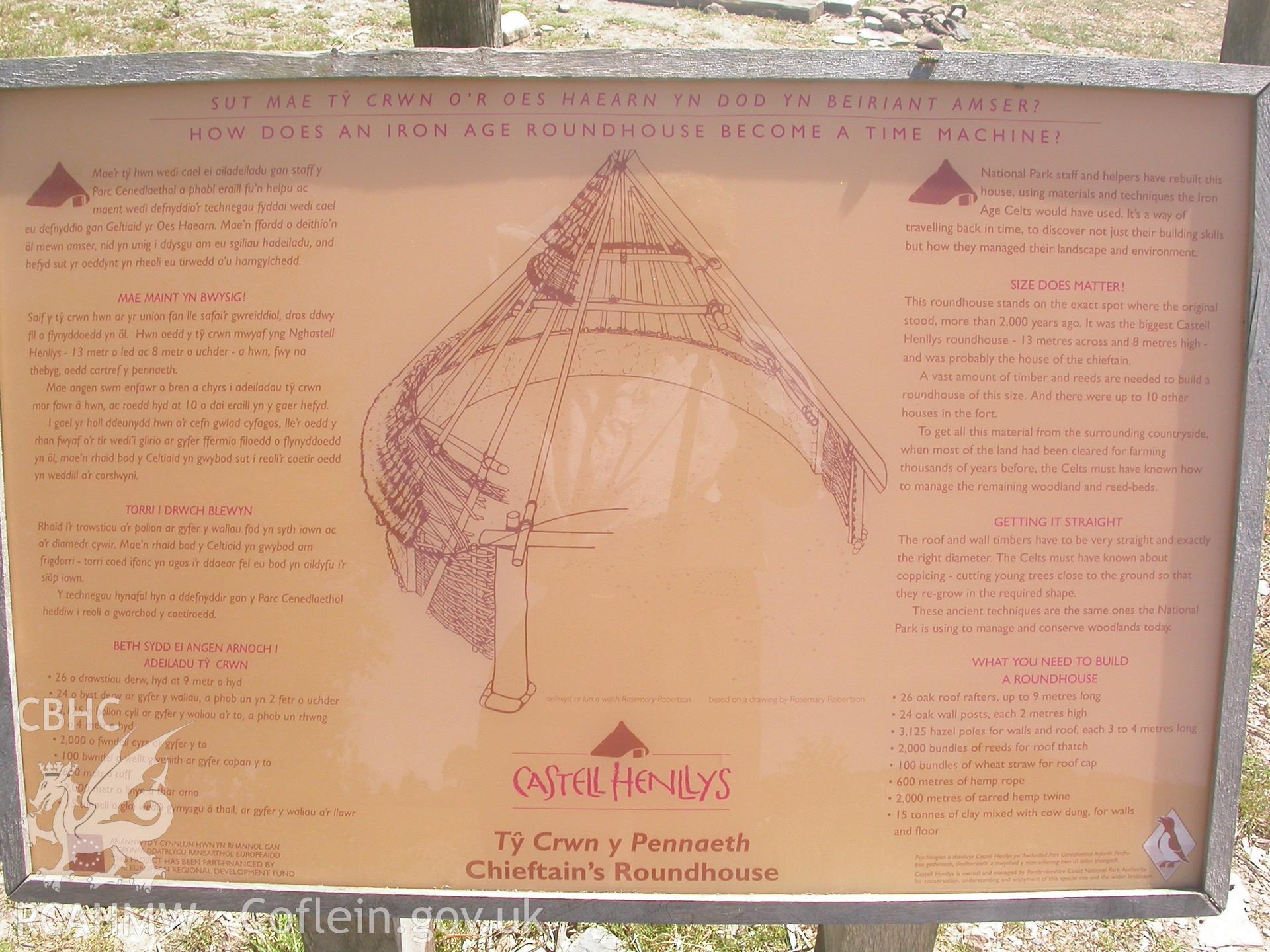 Pembrokeshire Coast National Park Information Board on the Chieftian's House.