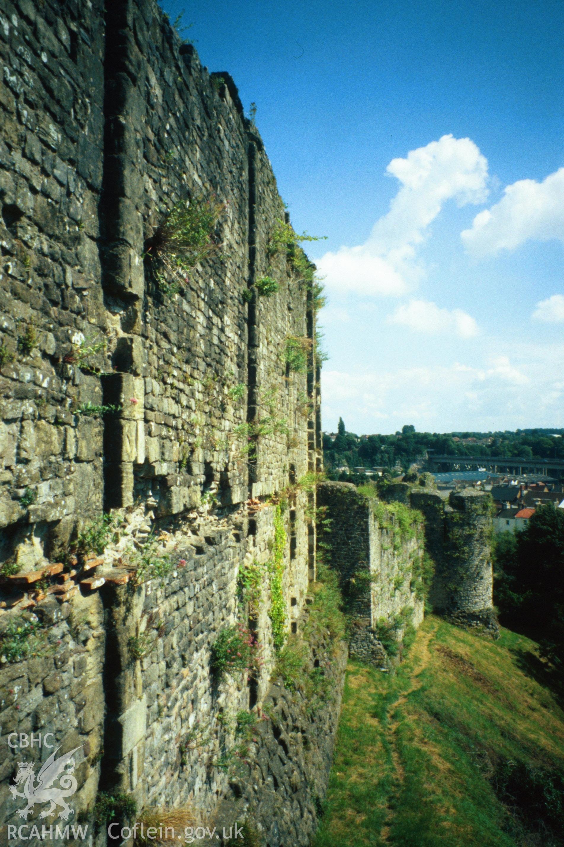 West face of the castle looking south from Great Tower to town.