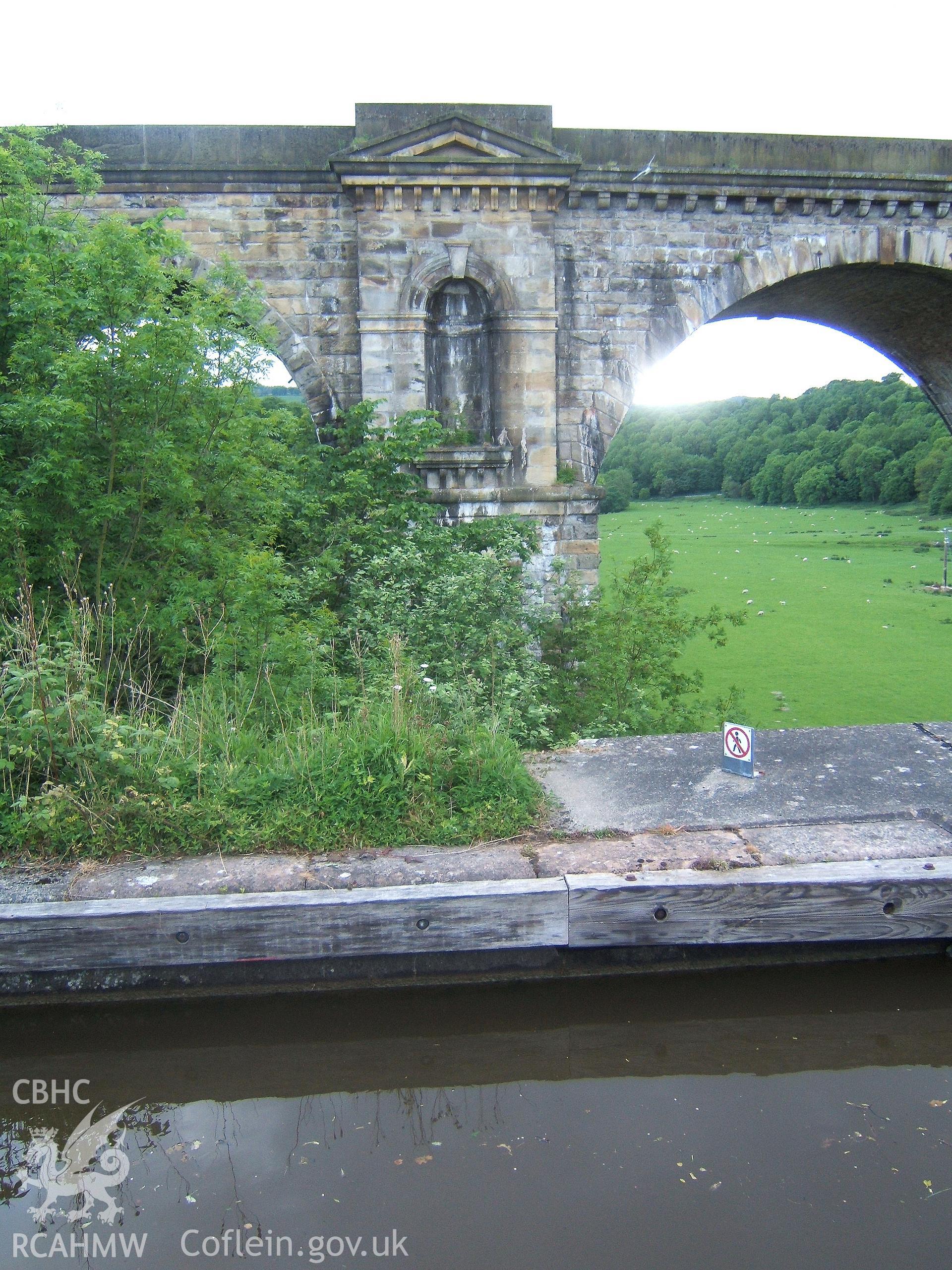 Classical pediment and niche on south-east pier of viaduct.