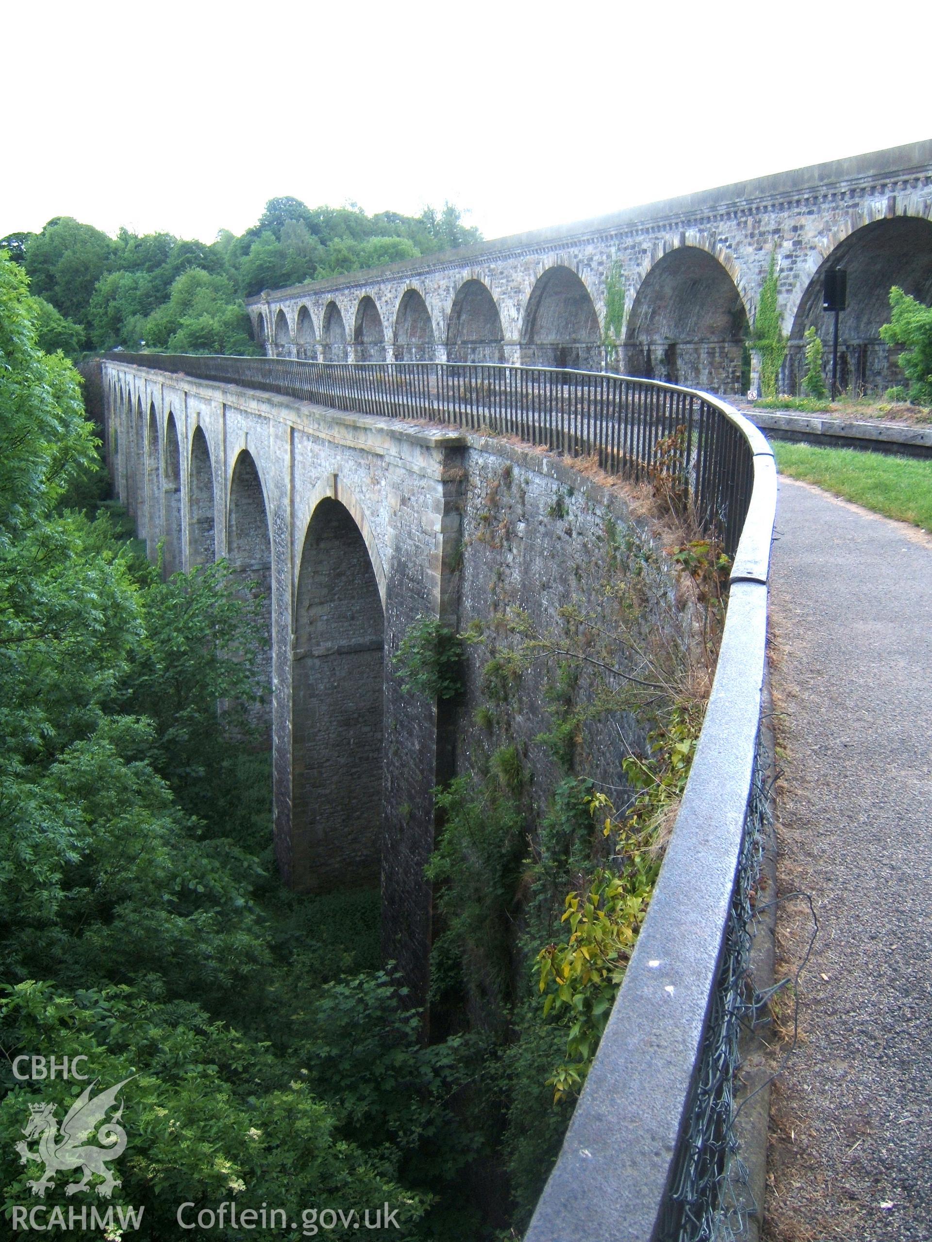 North-east elevations of Chirk Aqueduct and Viaduct from the north with north abutment.