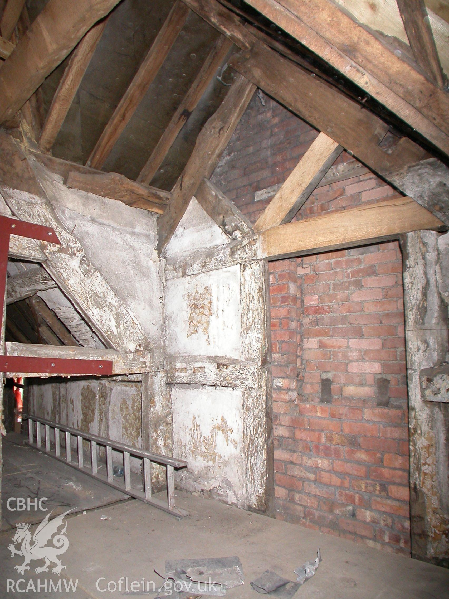 Interior, first-floor on E side at gable doorway.