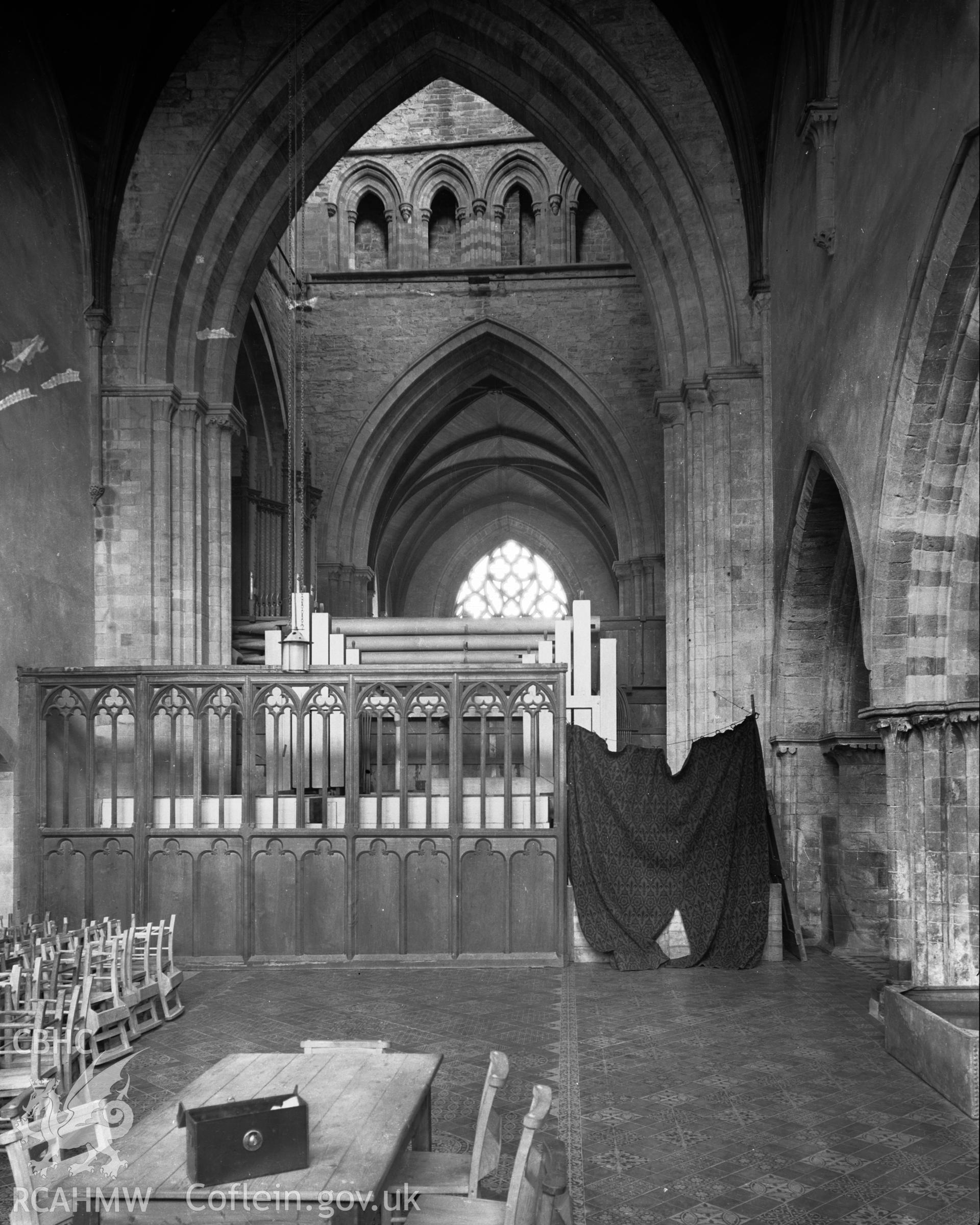 Interior view showing south tower arch from the south transept.
