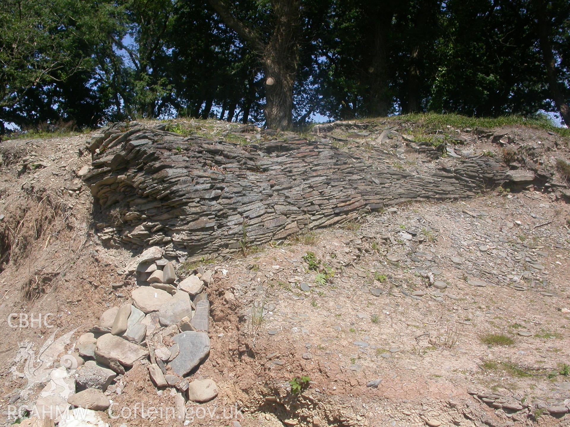 Intact retaining wall on north-eastern inner bank.