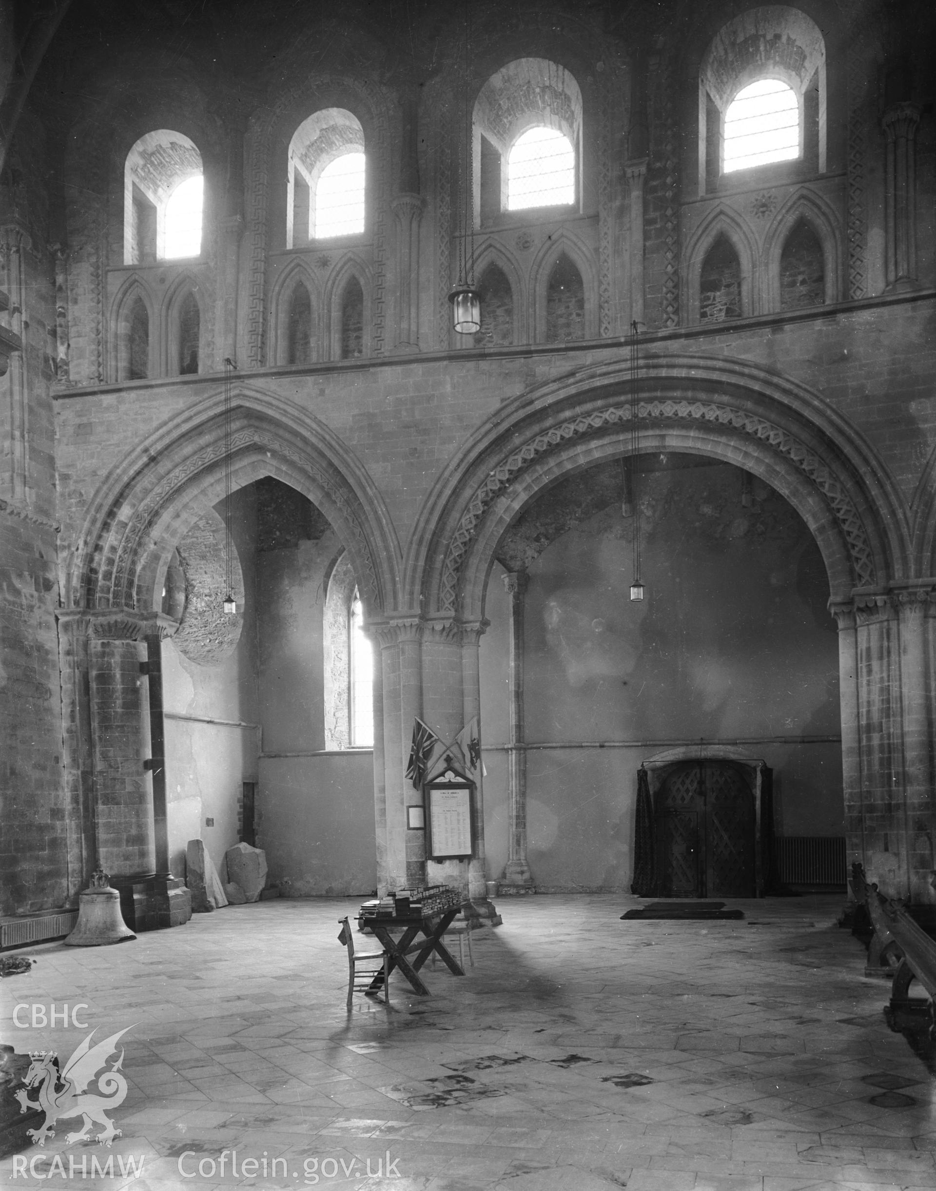 Interior view showing western bay of nave, north arcade.