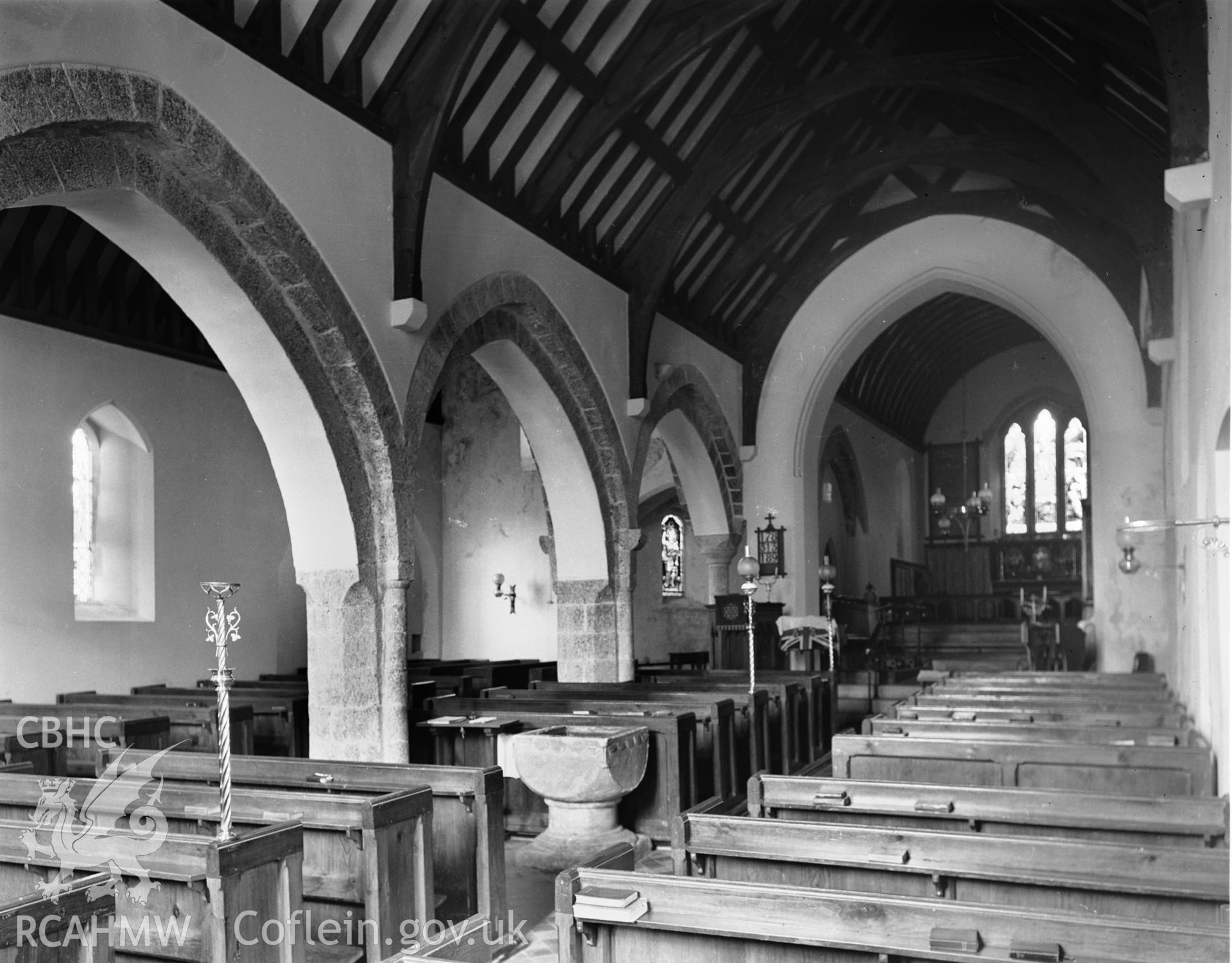 Interior view looking north-east in Castlemartin Church taken in 07.08.1941.