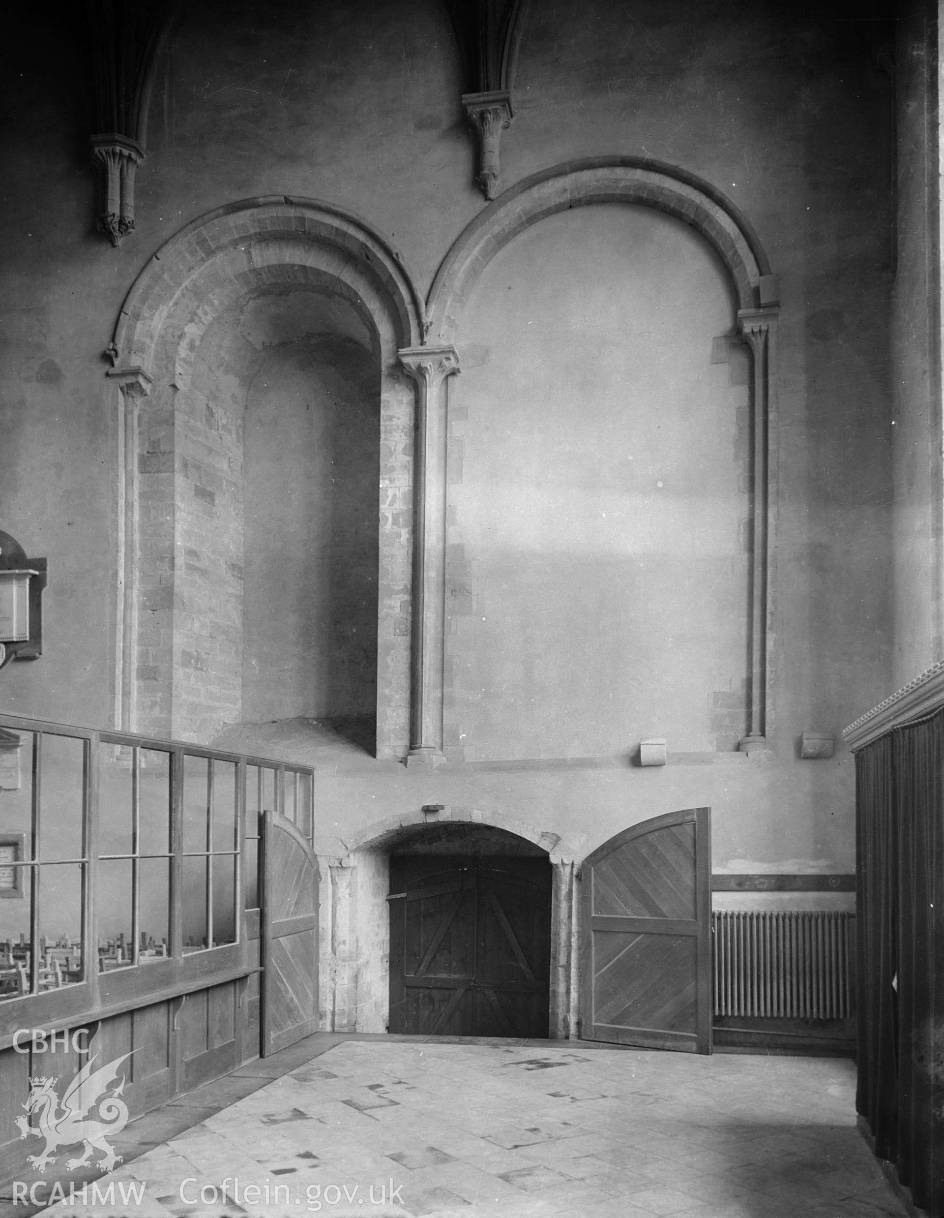 Interior view showing west wall of north transept.