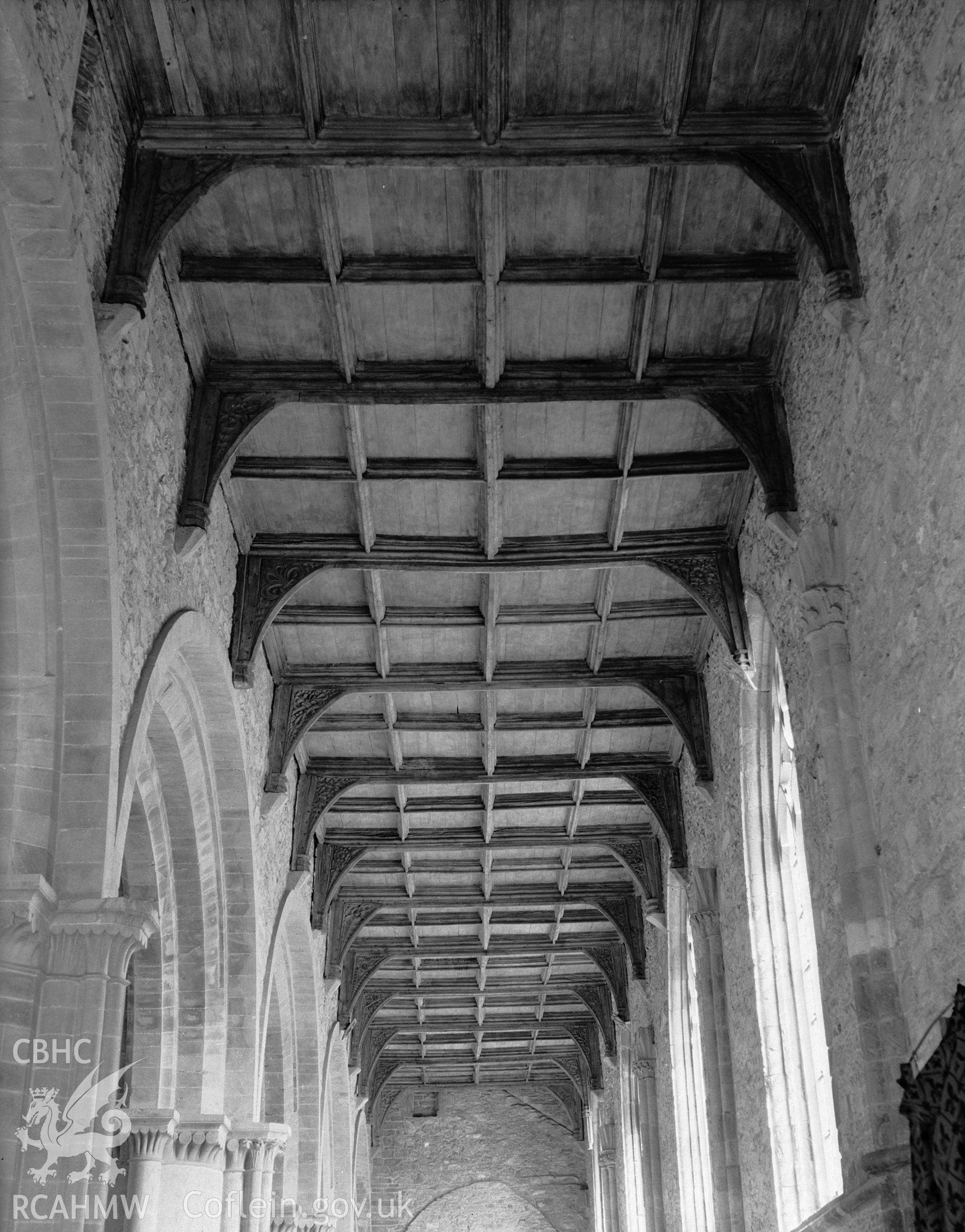 Interior view showing roof of south nave aisle.