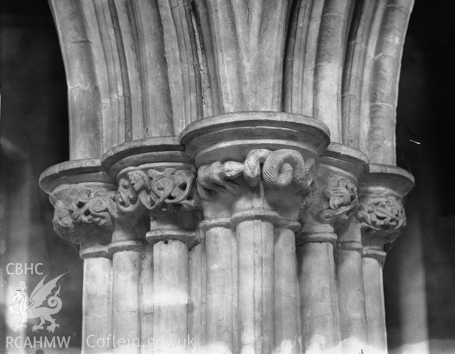 Detail of the south-side of pier no.3 in the nave arcade at St Marys Church