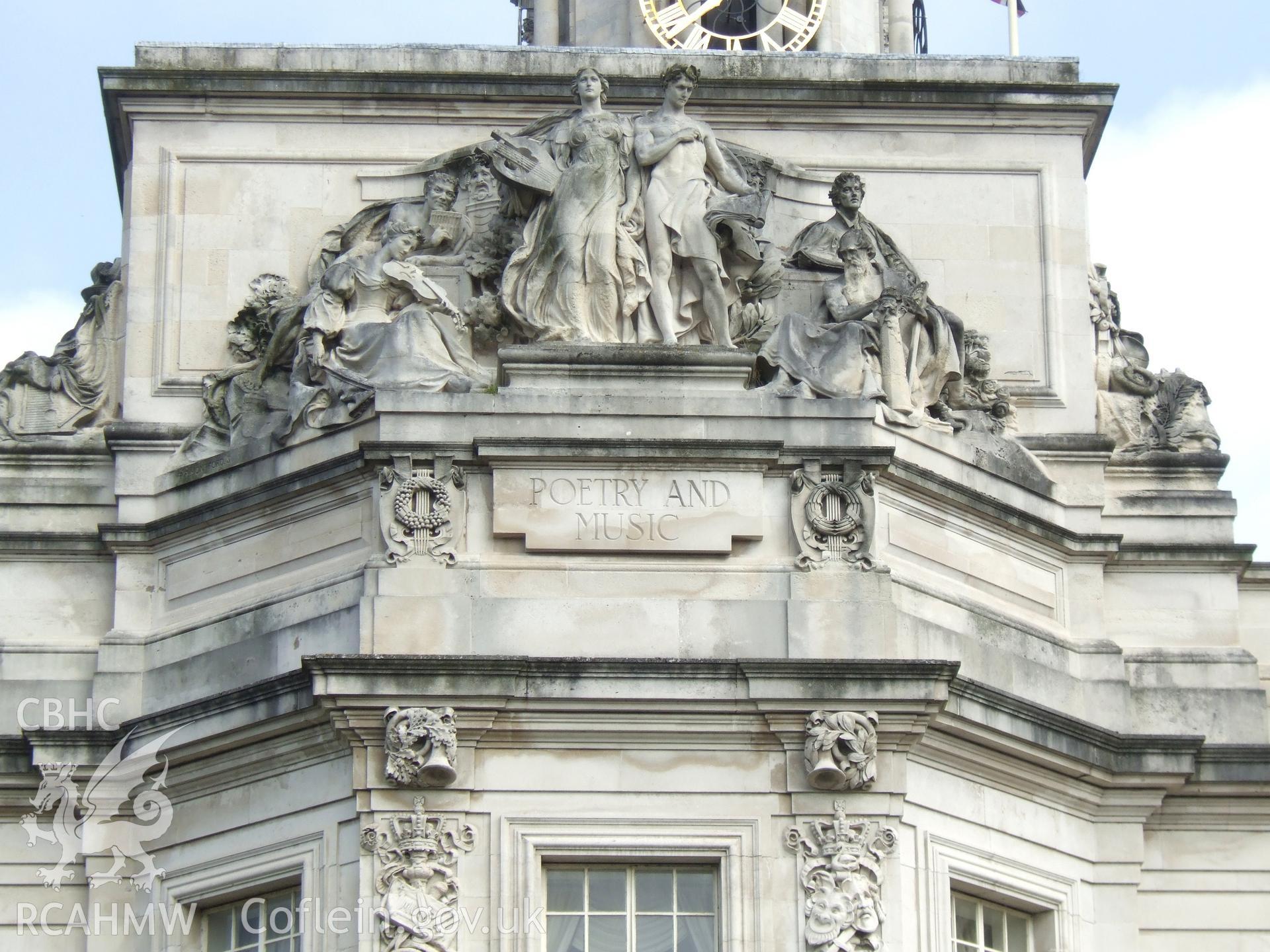 Statuary representing 'Poetry and Music' on the southern pavilion.