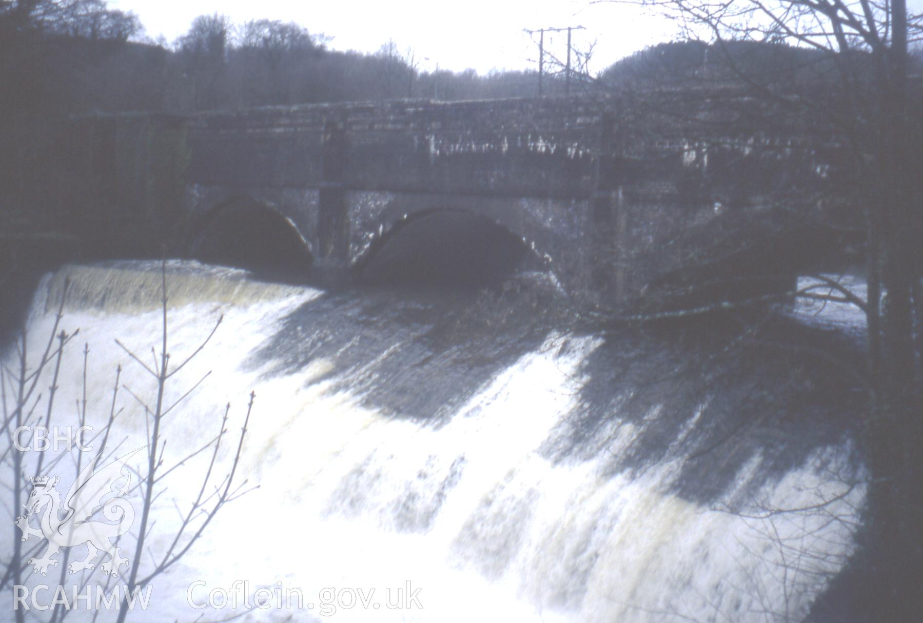 Weir or downstream south-west elevation after heavy rain.