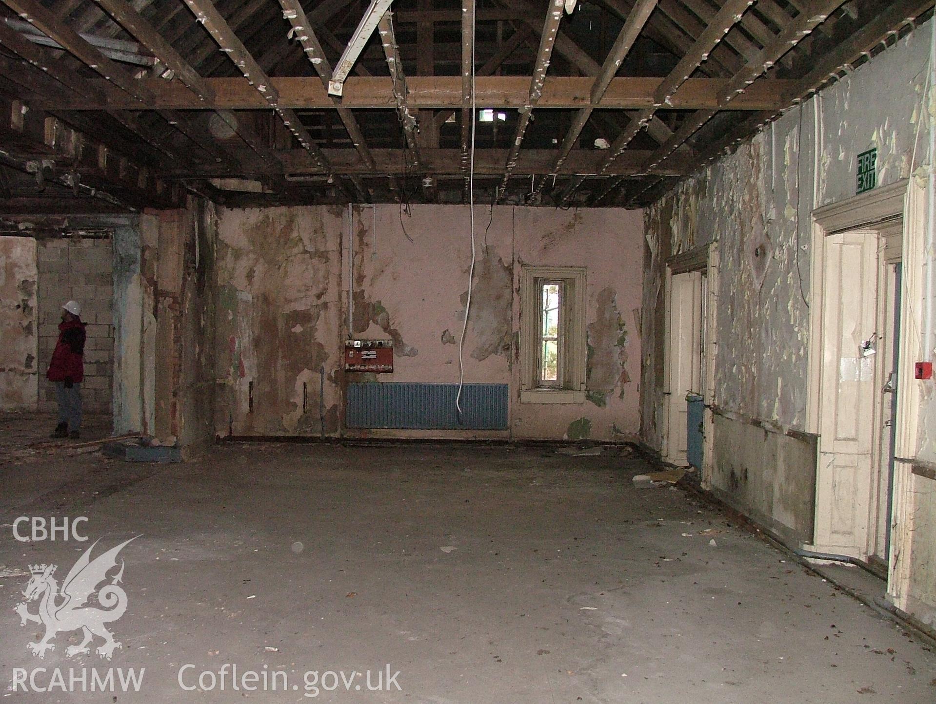 Large first floor room to the south-east of the first floor hall at Malpas Court, looking north-east.