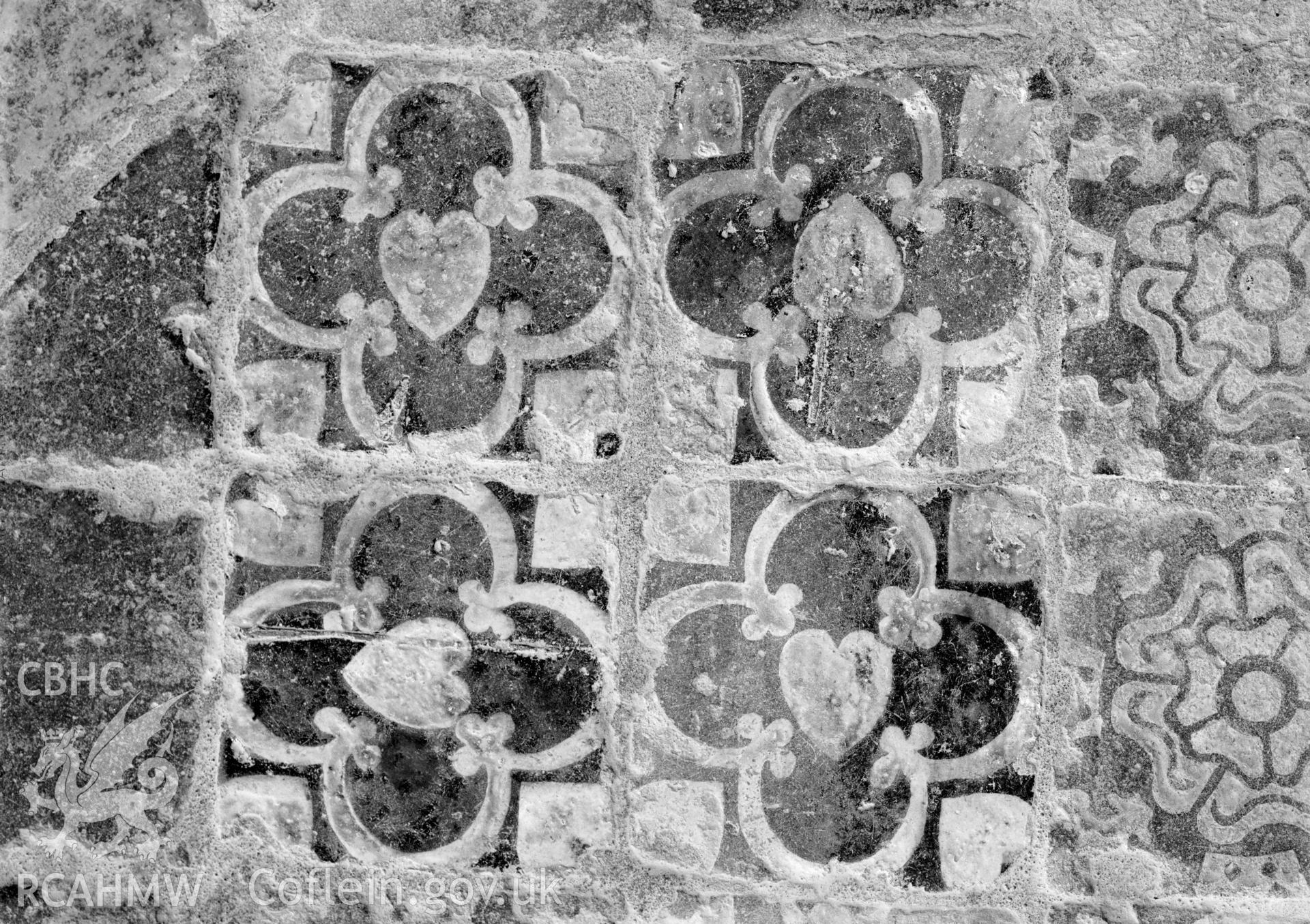 View of floor tile from St Davids Cathedral, taken by Clayton.
