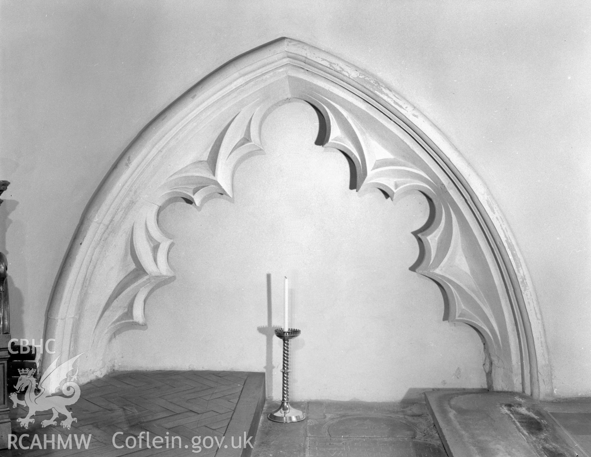 Interior view of St George's Church showing memorial arch in wall,  taken 25.06.65.