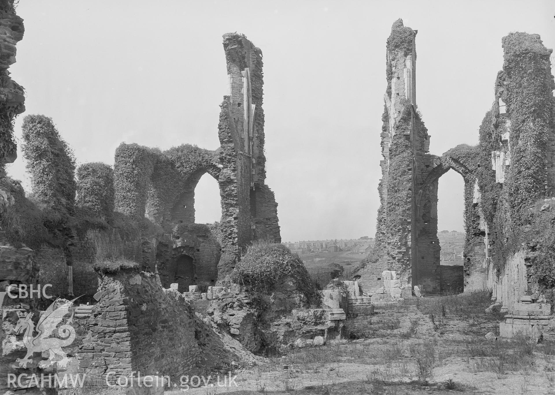 View of the west side of Neath Abbey from the north, taken by Clayton pre-1950.