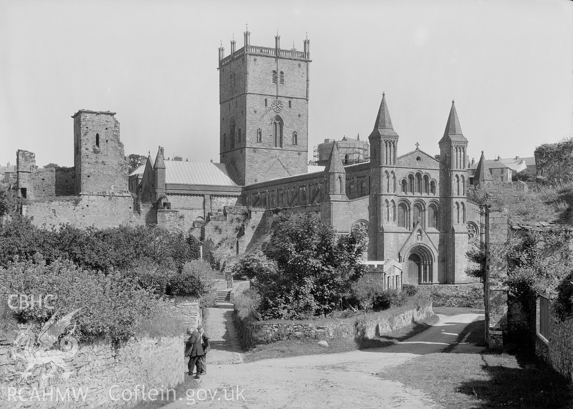 Exterior view of St Davids Cathedral from northwest, Pembrokeshire, taken by Clayton.